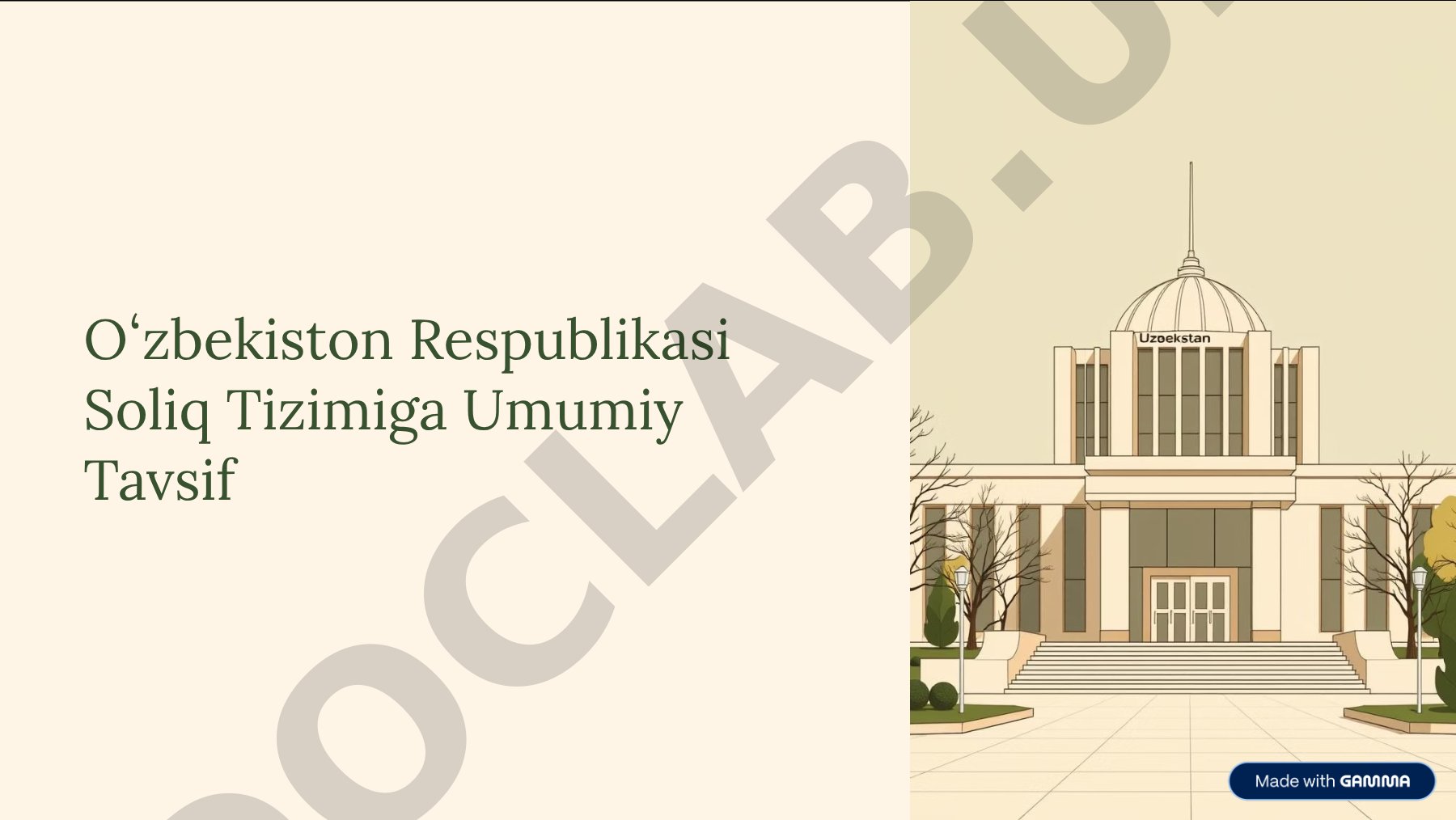 O'zbekiston Respublikasi Soliq Tizimiga Umumiy Tavsif