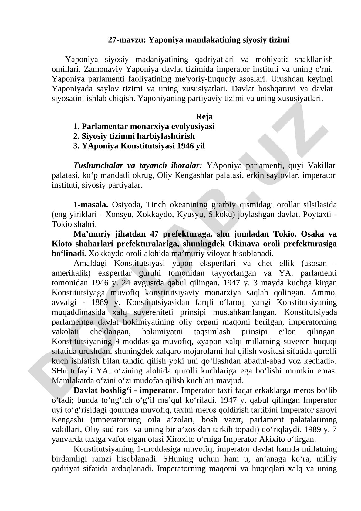 Yaponiya mamlakatining siyosiy tizimi