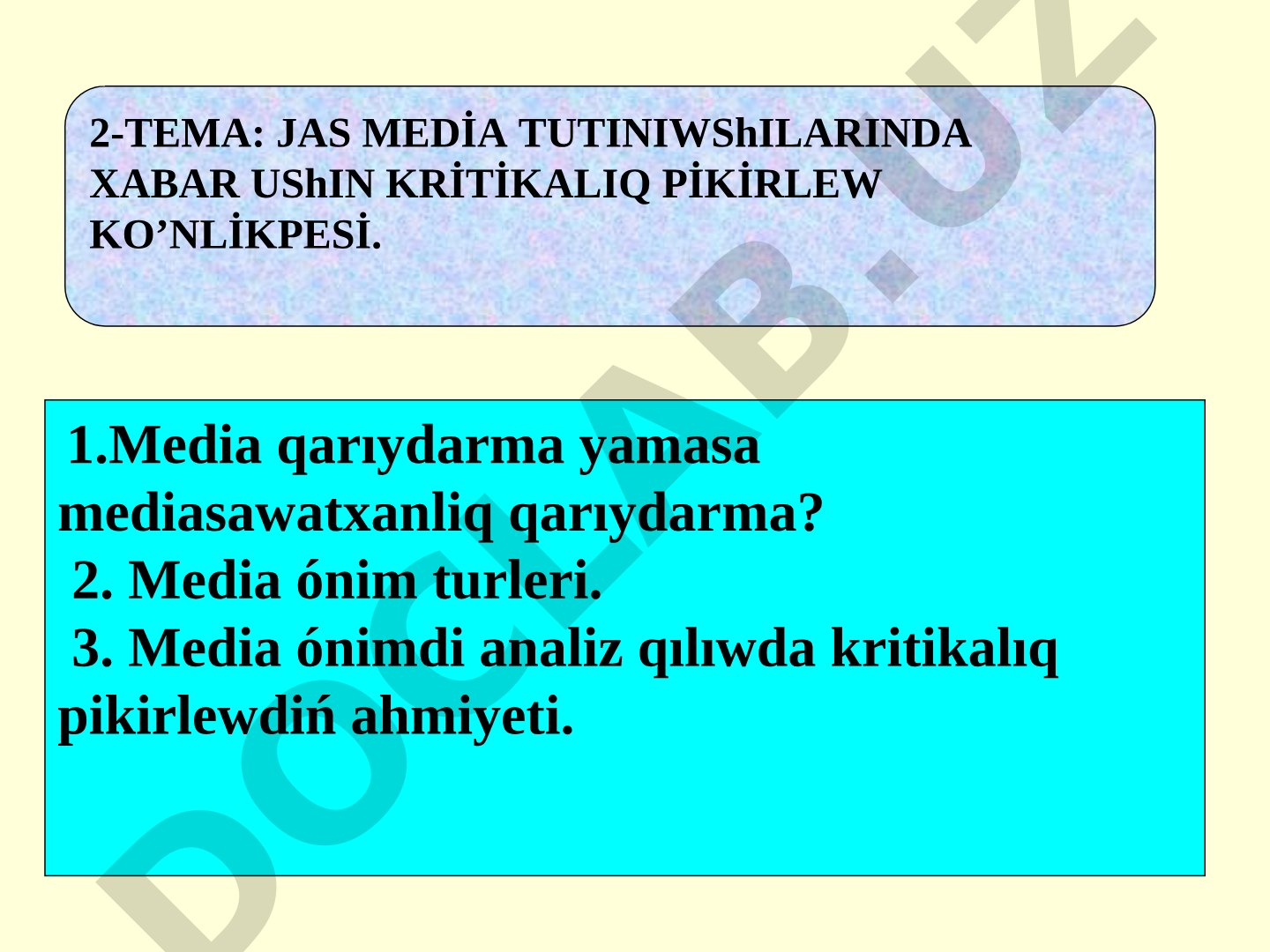 Jas media tutiniwshilarinda xabar ushin kritikaliq pikirlew ko’nlikpesi