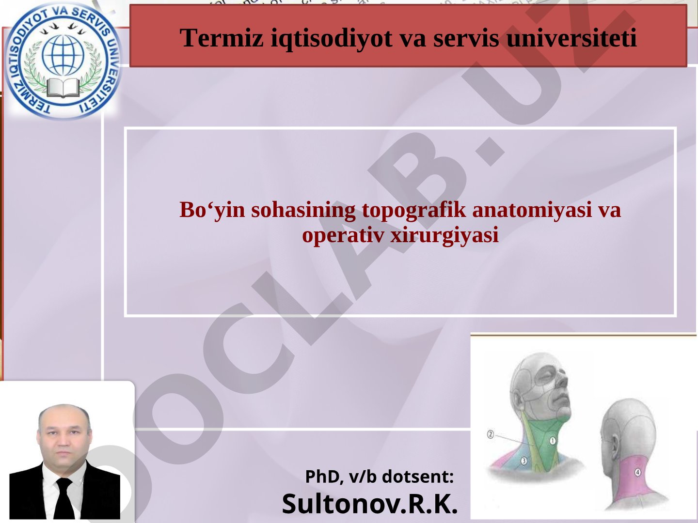Bo'yin sohasi klinik anatomiyasi