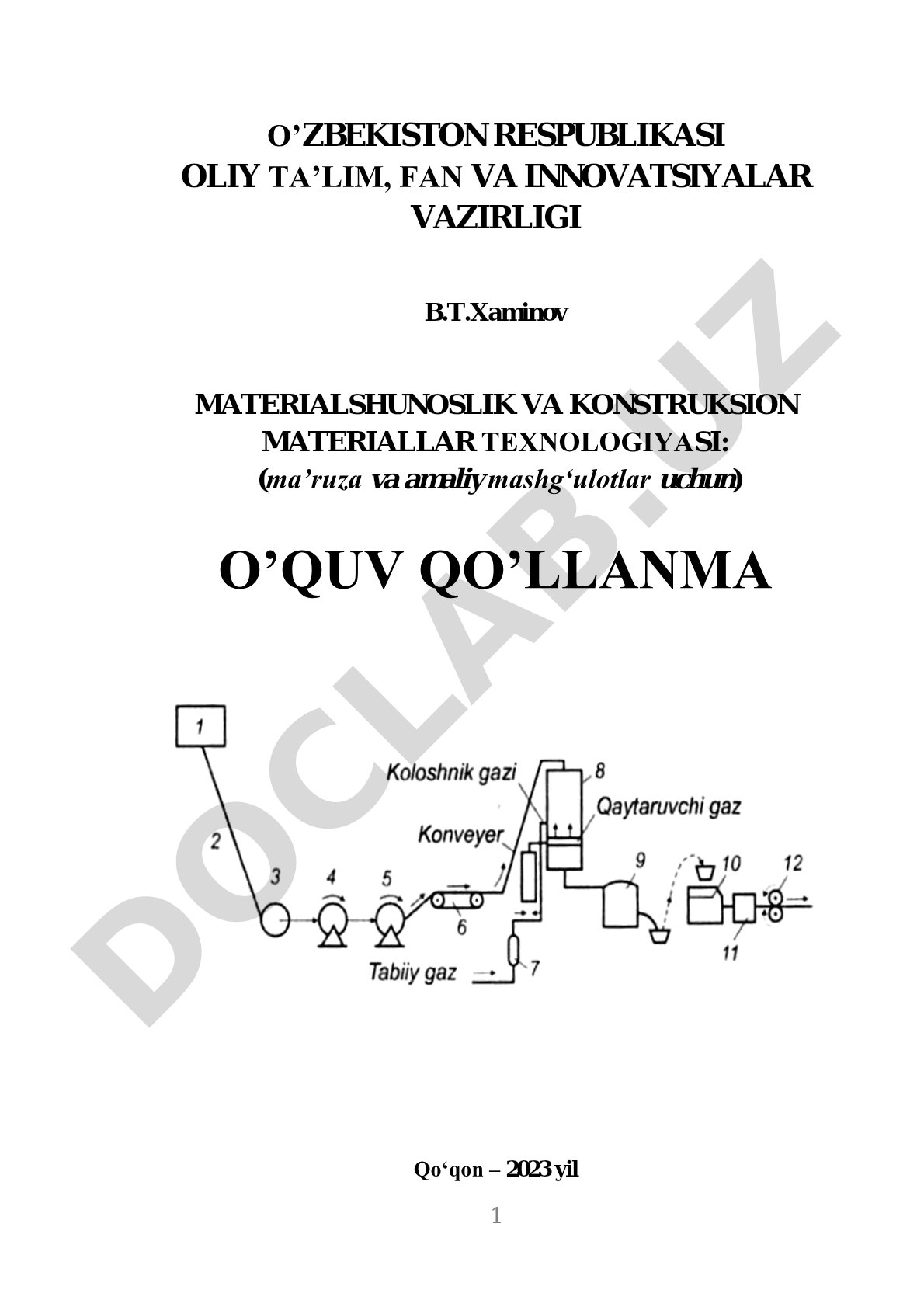 Materialshunoslik va konstruksion materiallar texnologiyasi