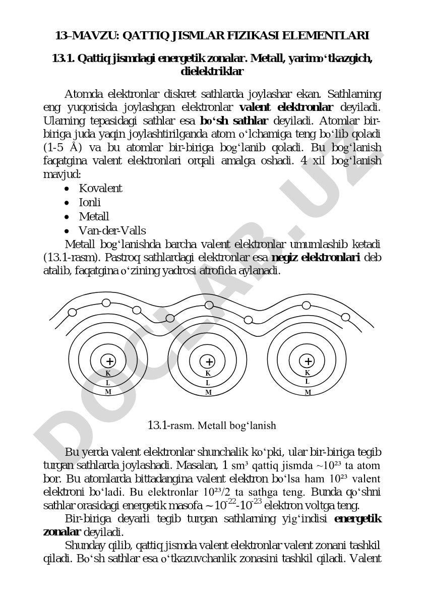 QATTIQ JISMLAR FIZIKASI ELEMENTLARI