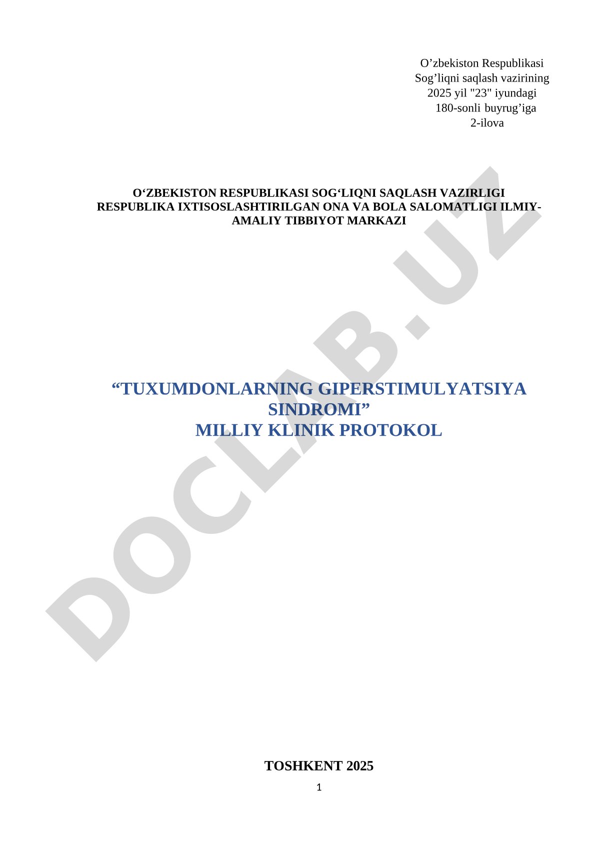 Tuxumdonlarning giperstimulyatsiya sindromi