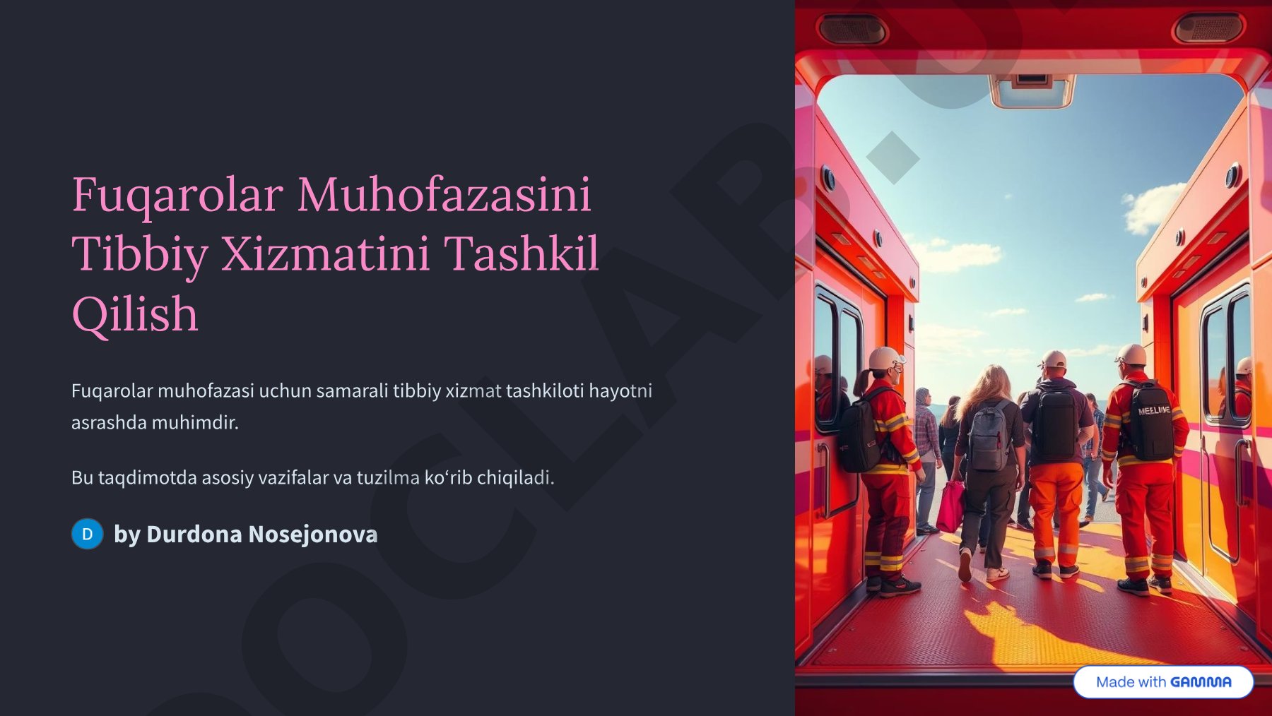 Fuqarolar Muhofazasini Tibbiy Xizmatini Tashkil Qilish