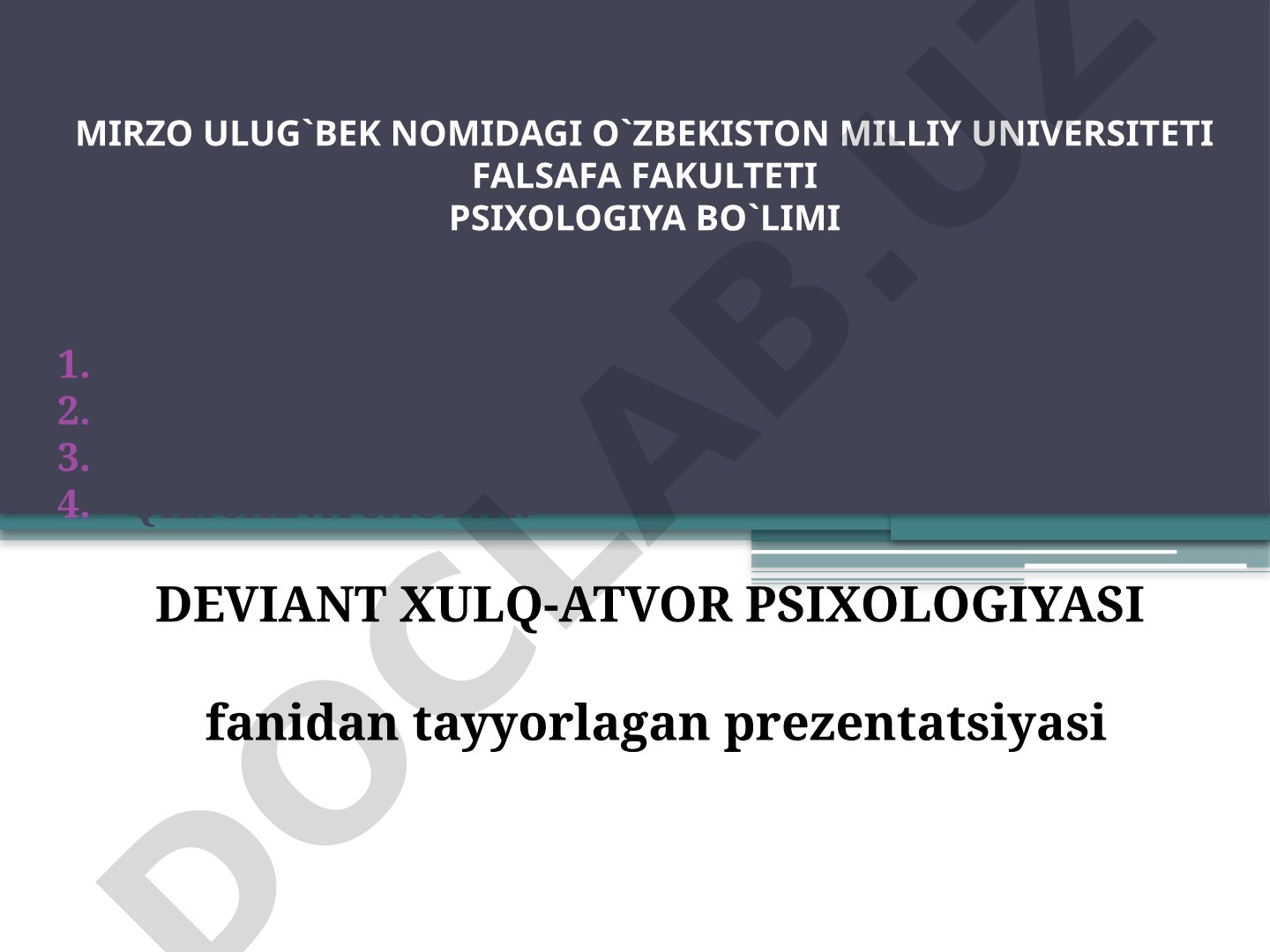 Autoagressiv xulq-atvor psixologiyasi