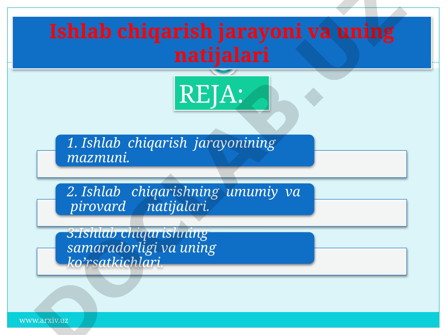 Ishlab chiqarish jarayoni va uning natijalari