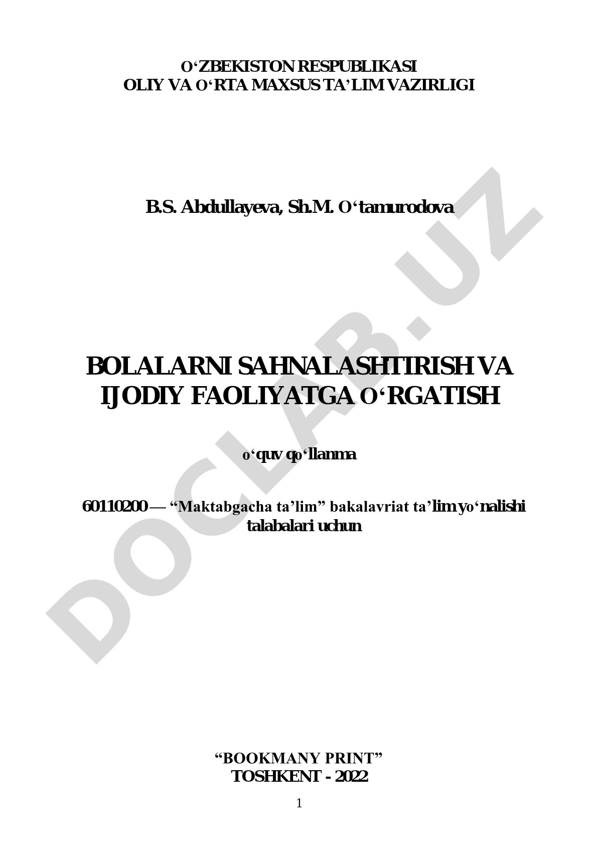 Bolalarni sahnalashtirish va ijodiy faoliyatga o'rgatish
