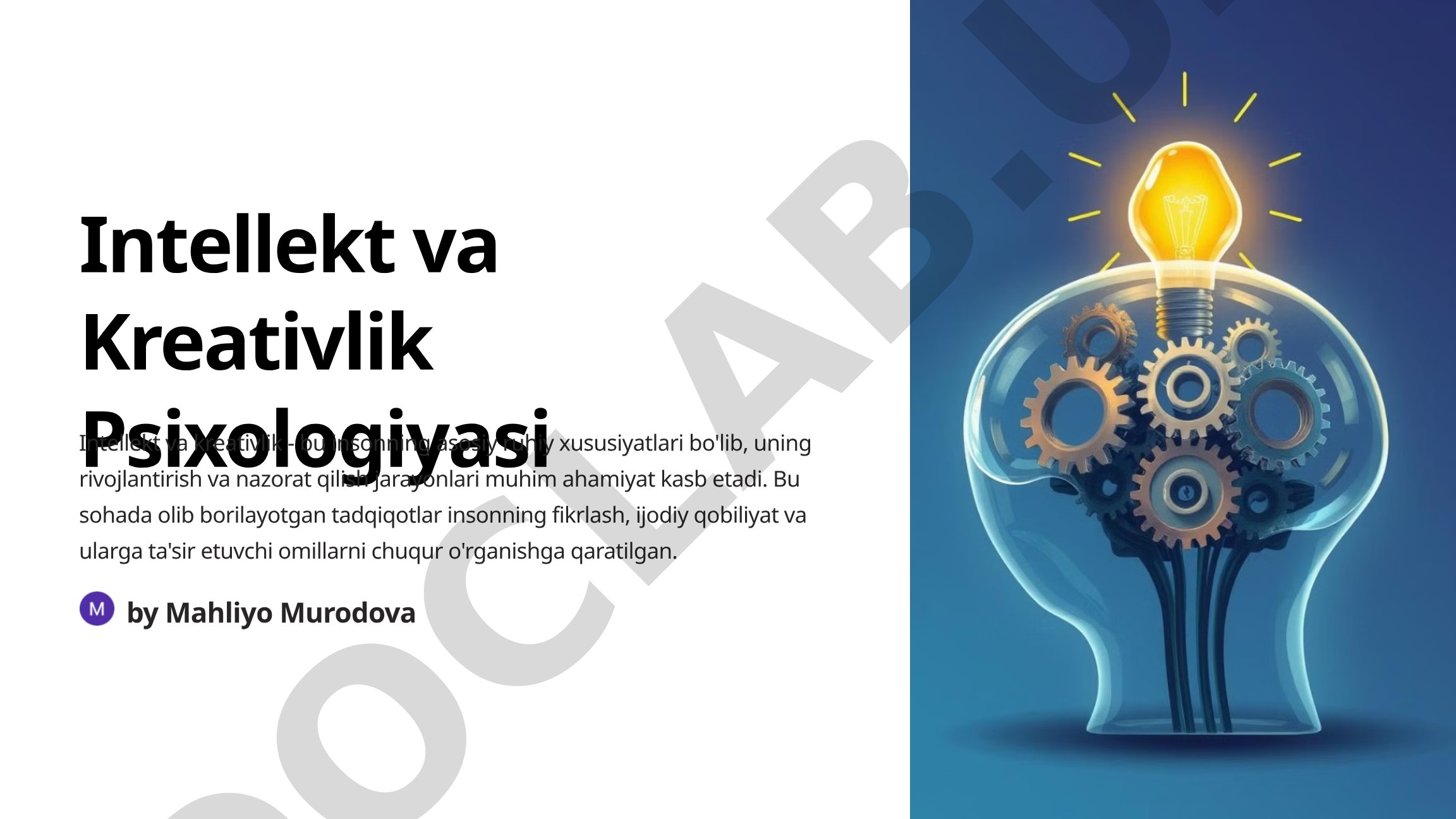 Intellekt va Kreativlik Psixologiyasi