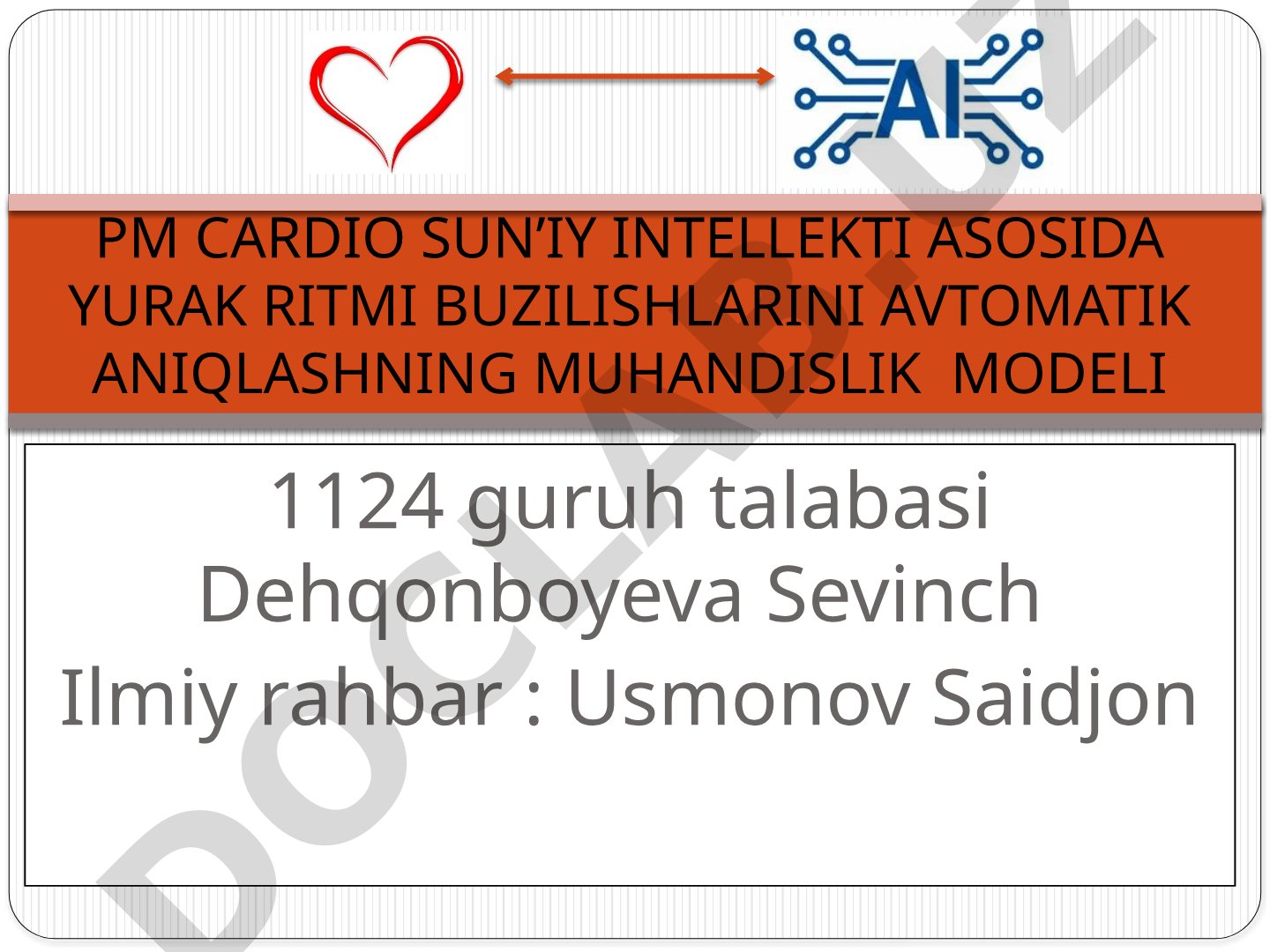 PM Cardio sun’iy intellekti asosida yurak ritmi buzilishlarini avtomatik aniqlashning muhandislik modeli