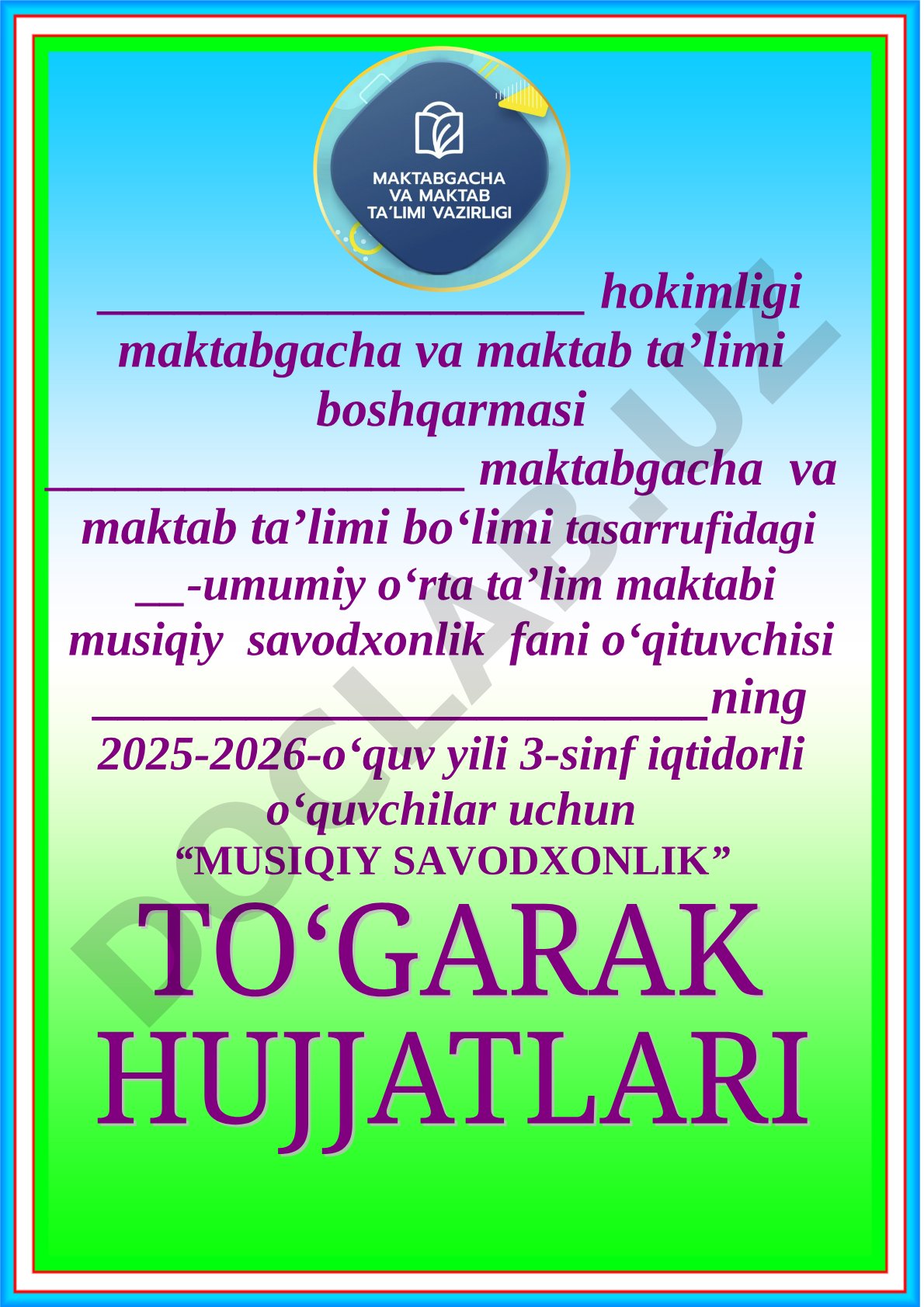 3-sinf iqtidorli o‘quvchilar uchun musiqiy savodxonlik to‘garagi