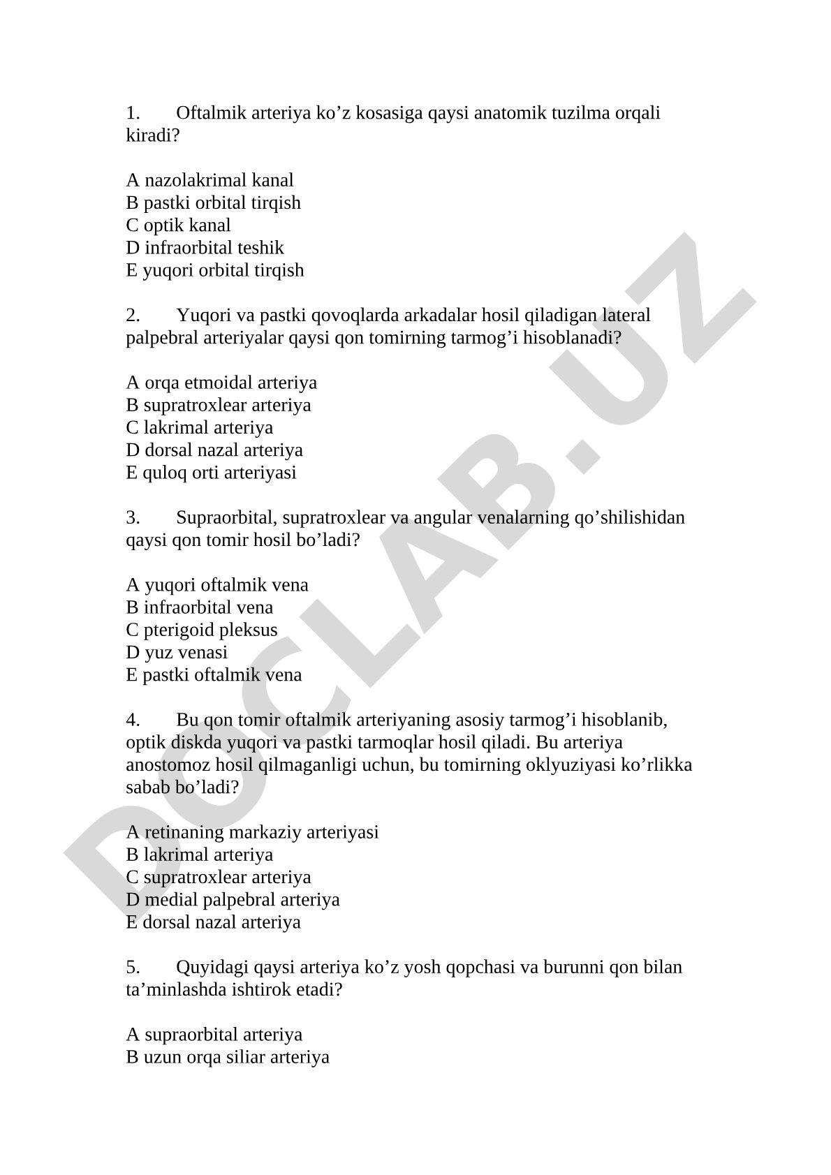 Oftalmik arteriya anatomiyasi