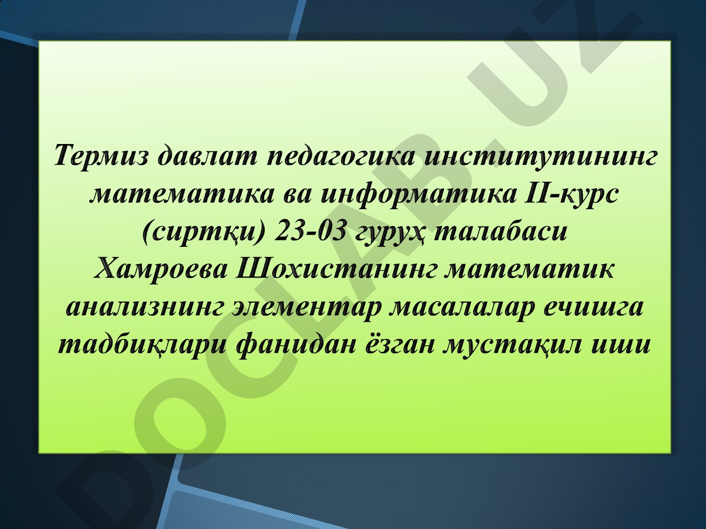 Metadata yaratish qoidalari