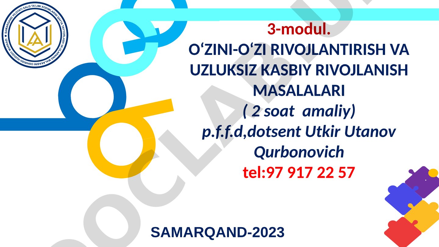Kasbiy ehtiyojlarni amalga oshirish va kasbiy mahoratni rivojlantirish yo‘llari (amaliy mashg‘ulot)