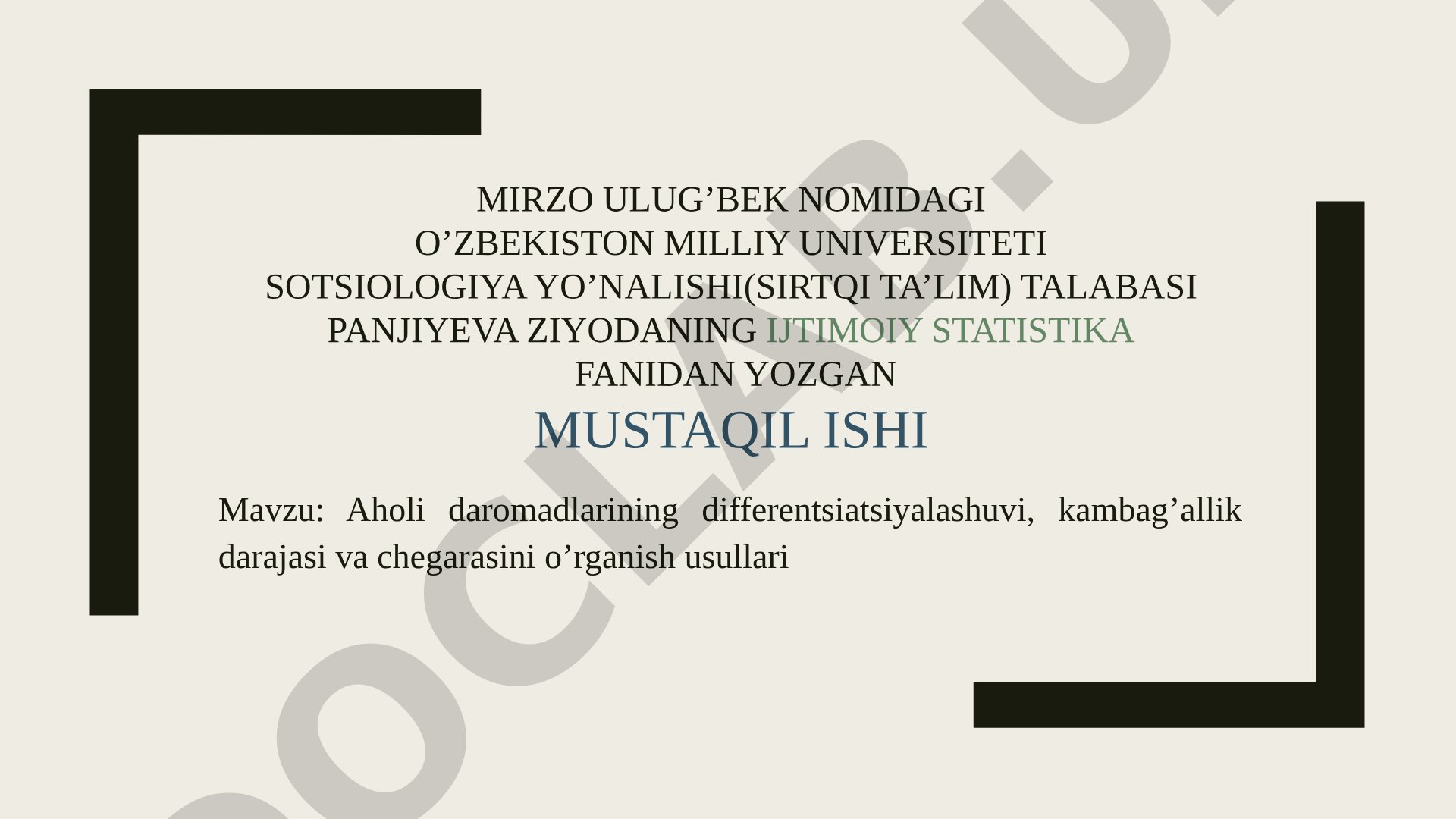 Aholi daromadlarining differentsiatsiyalashuvi, kambag'allik darajasi va chegarasini o'rganish usullari