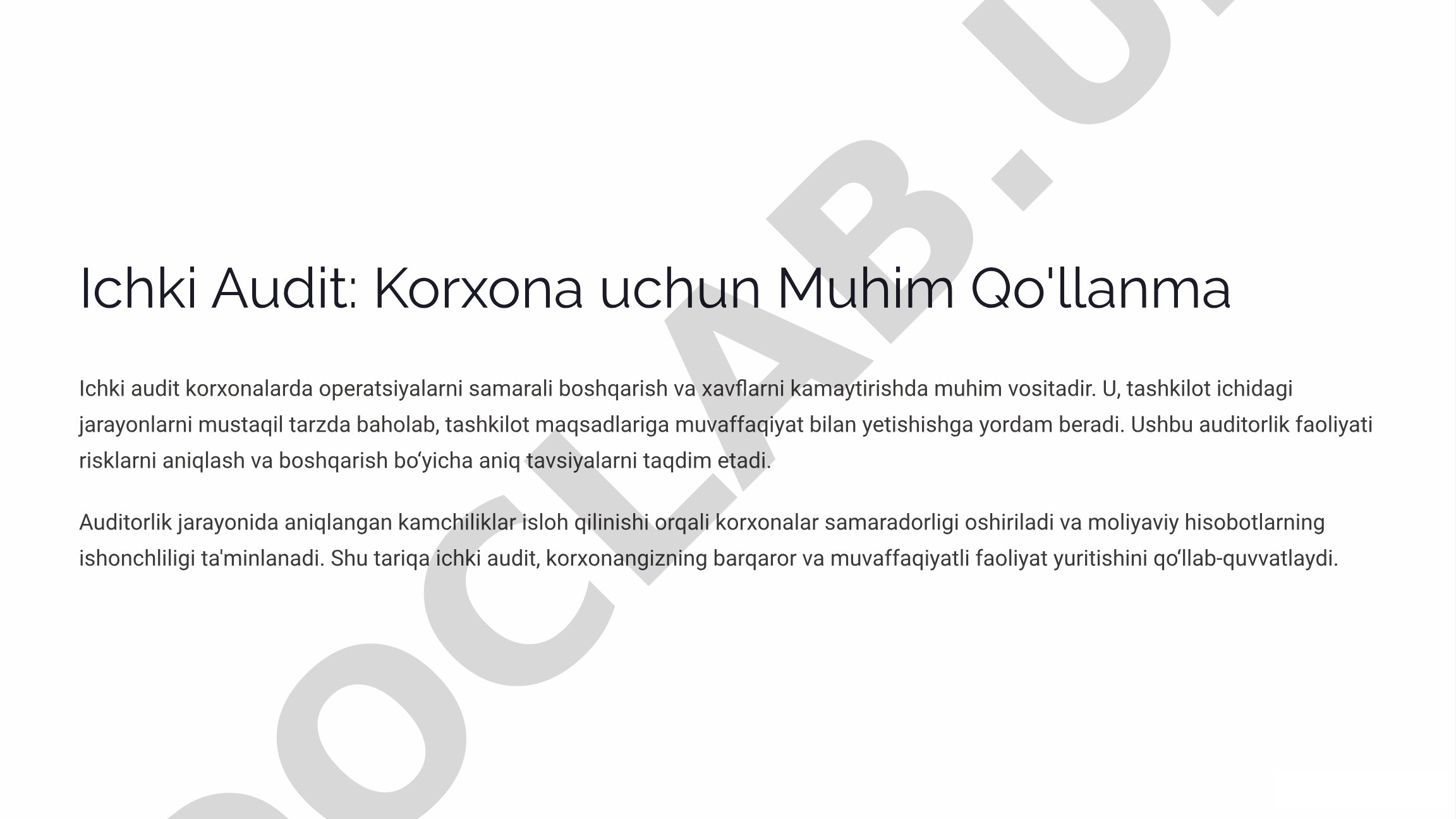 Ichki Audit: Korxona uchun Muhim Qo'llanma