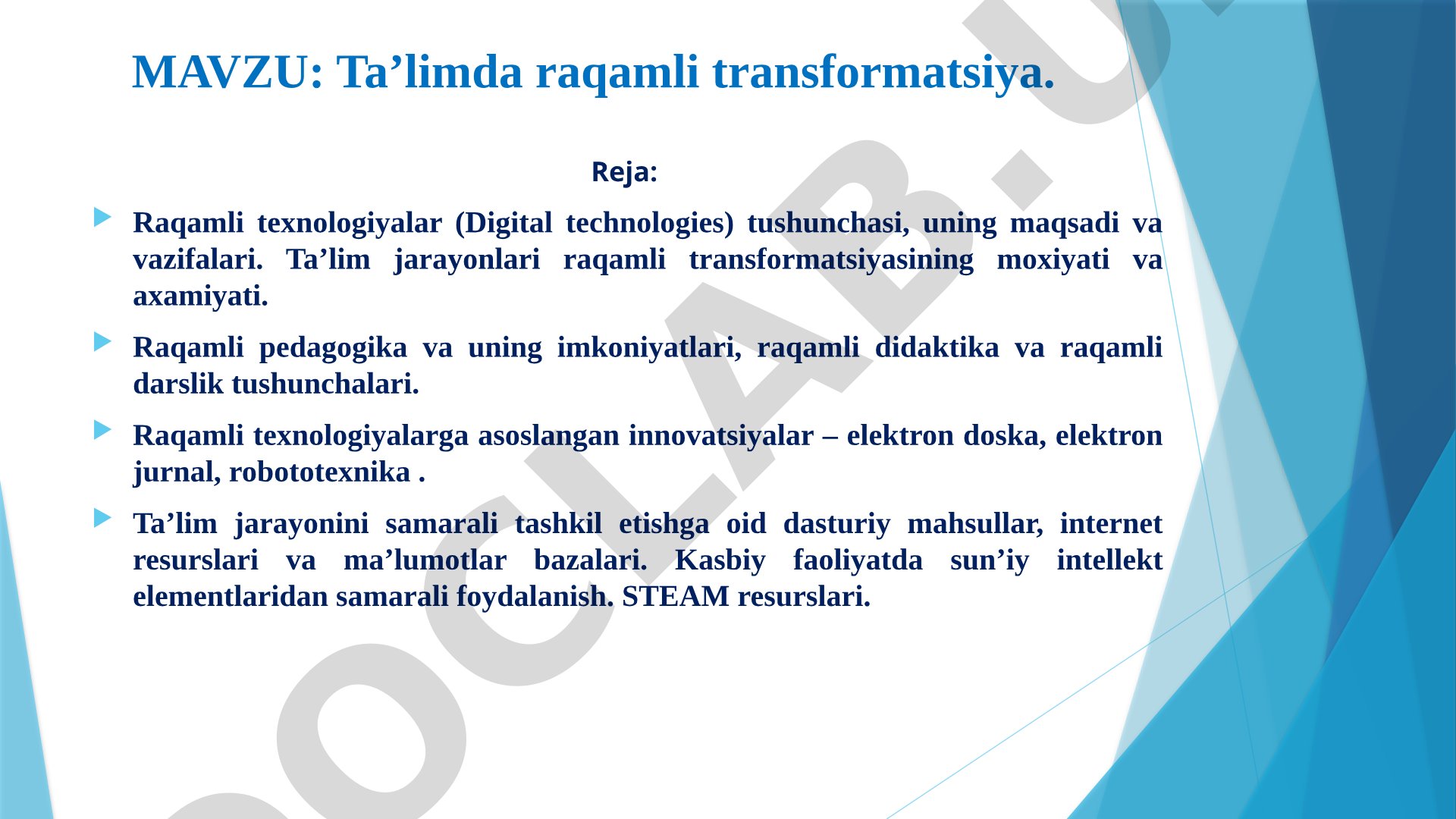 Ta’limda raqamli transformatsiya