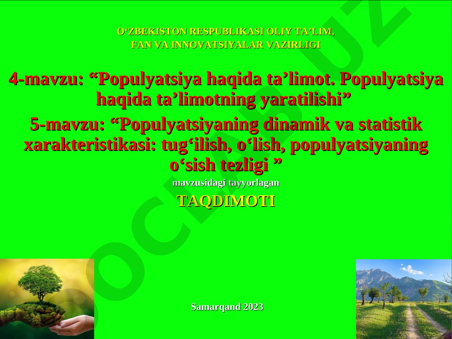 Populyatsiya haqida ta’limot va uning dinamik-statistik xarakteristikalari