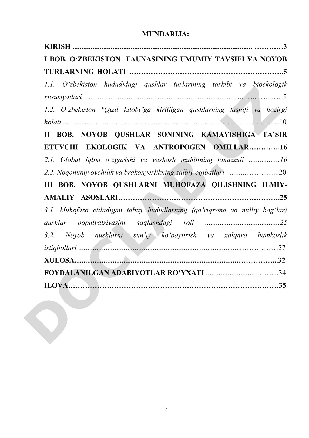 O‘zbekistonda tarqalgan noyob va soni kamayib borayotgan qushlar, ularni muxofaza qilish.