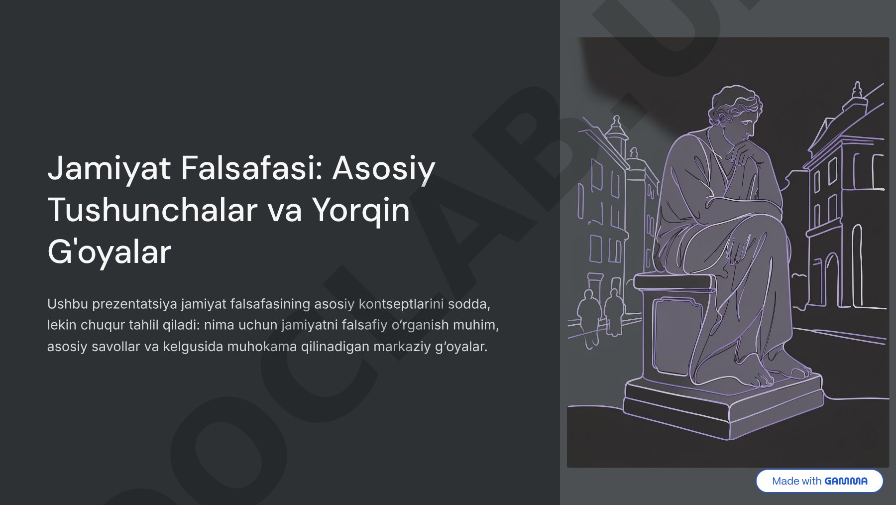 Jamiyat Falsafasi: Asosiy Tushunchalar va Yorqin G'oyalar