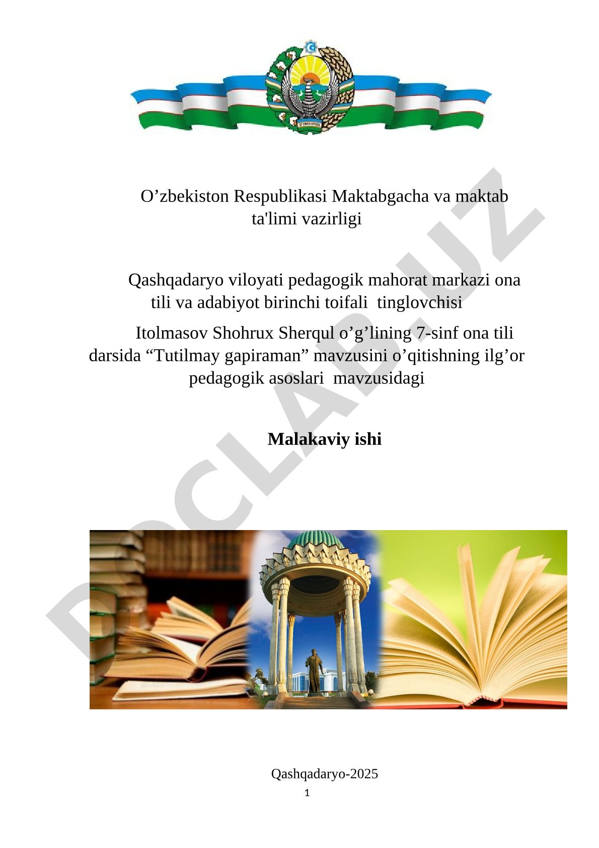 7-sinf ona tili darsida “Tutilmay gapiraman” mavzusini o’qitishning ilg’or pedagogik asoslari