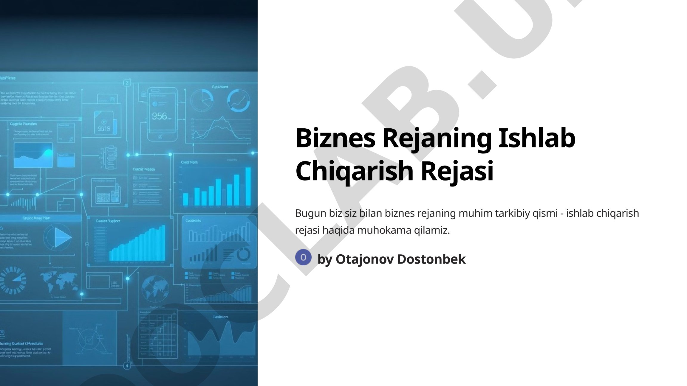 Biznes Rejaning Ishlab Chiqarish Rejasi