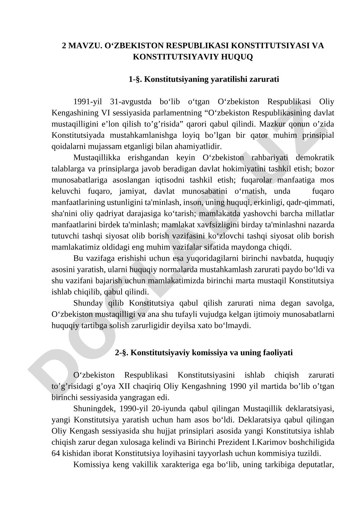 O‘zbekiston Respublikasi Konstitutsiyasi va konstitutsiyaviy huquq