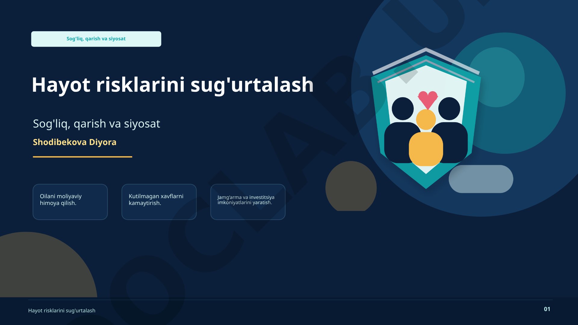 Hayot sug'urtasi tushunchasi, maqsadlari, jarayoni va oilani himoya qilish afzalliklari