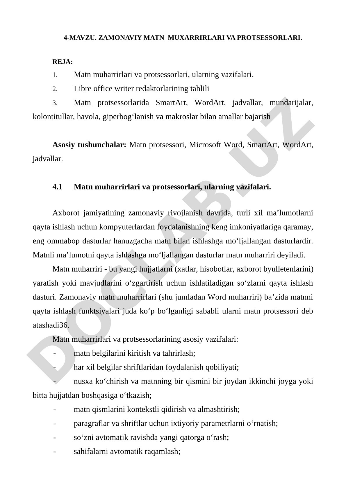 Zamonaviy matn muxarrirlari va protsessorlari