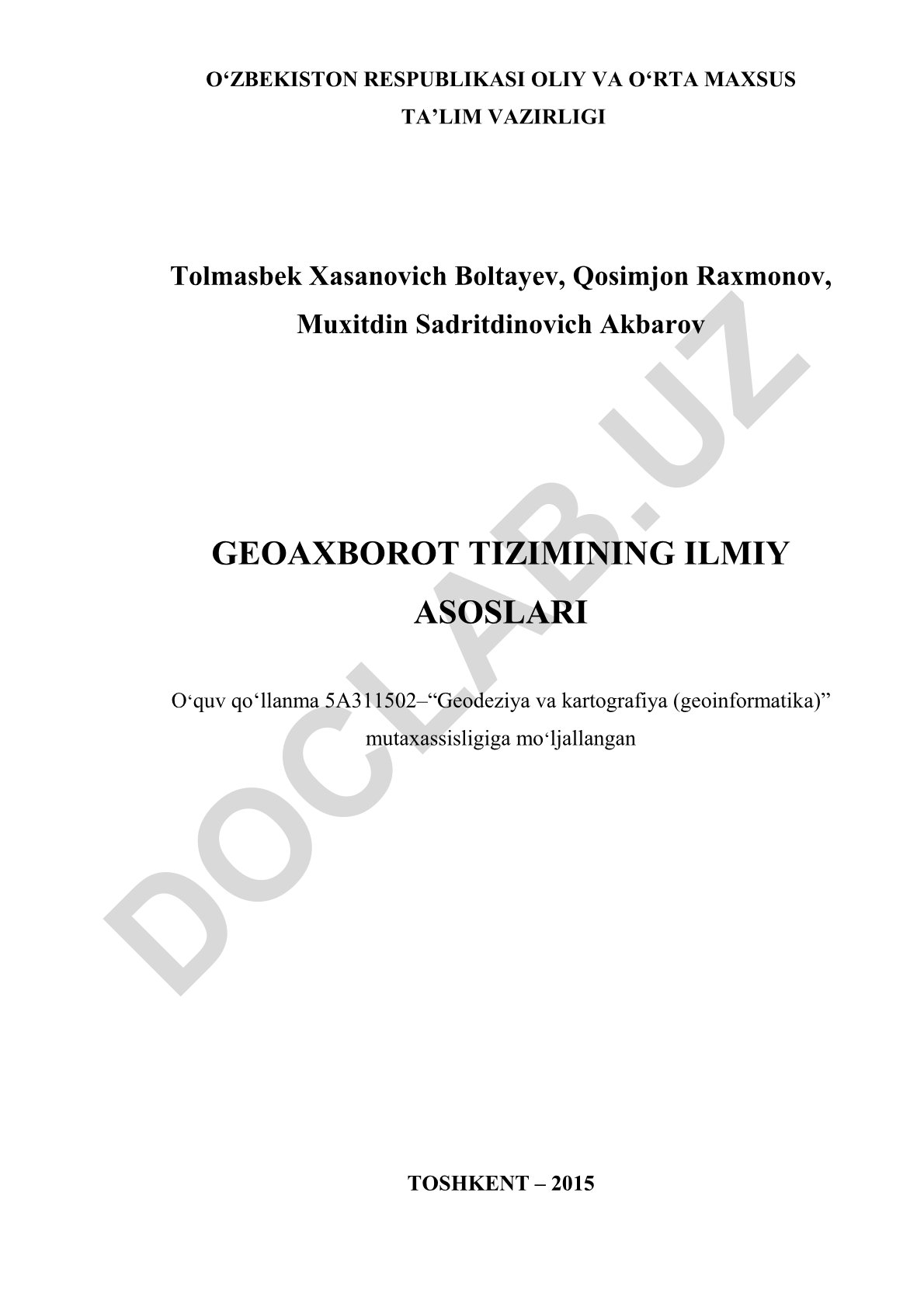 Geoaxborot tizimining ilmiy asoslari