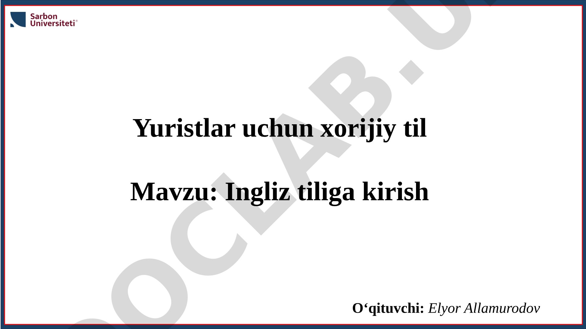 Ingliz tiliga kirish
