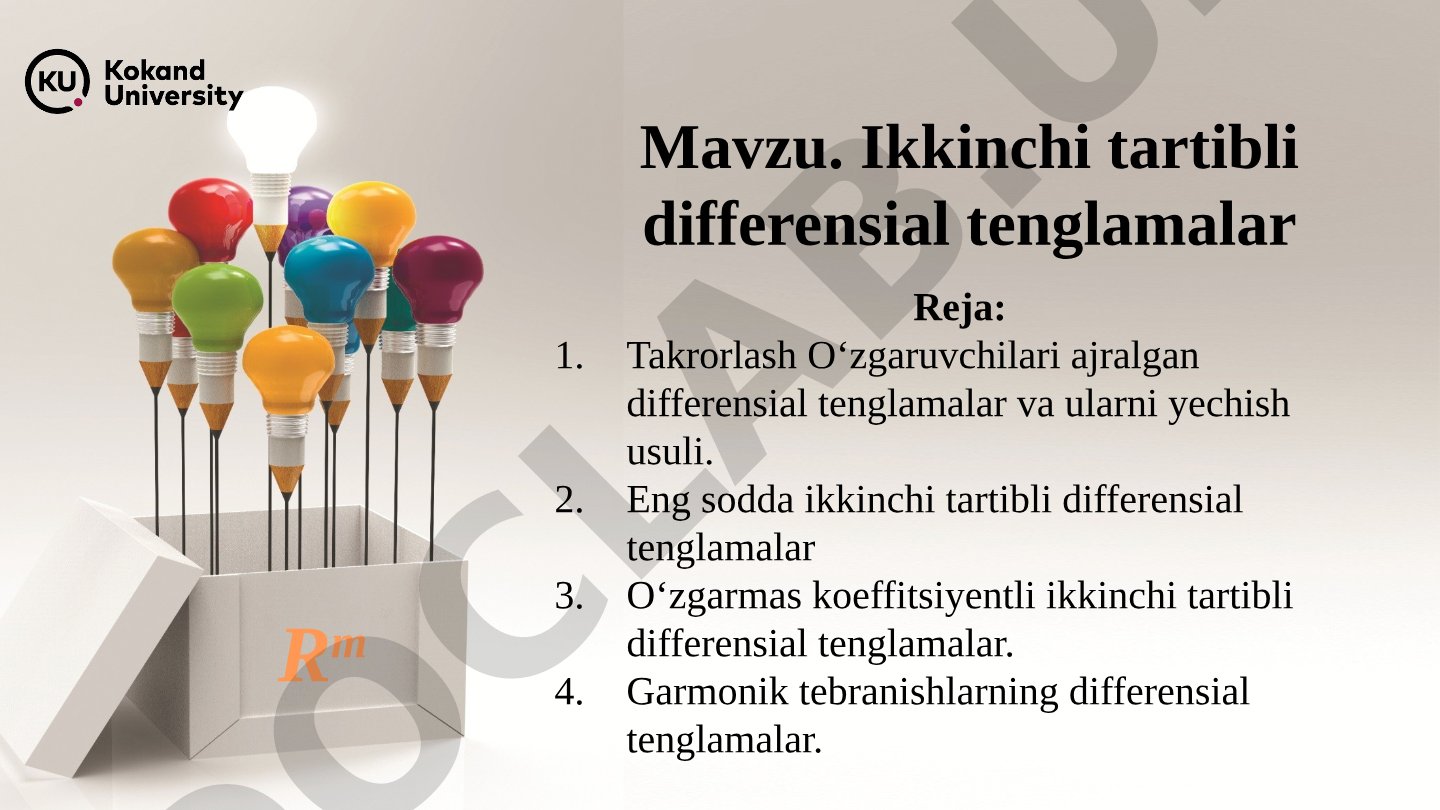 Ikkinchi tartibli differensial tenglamalar