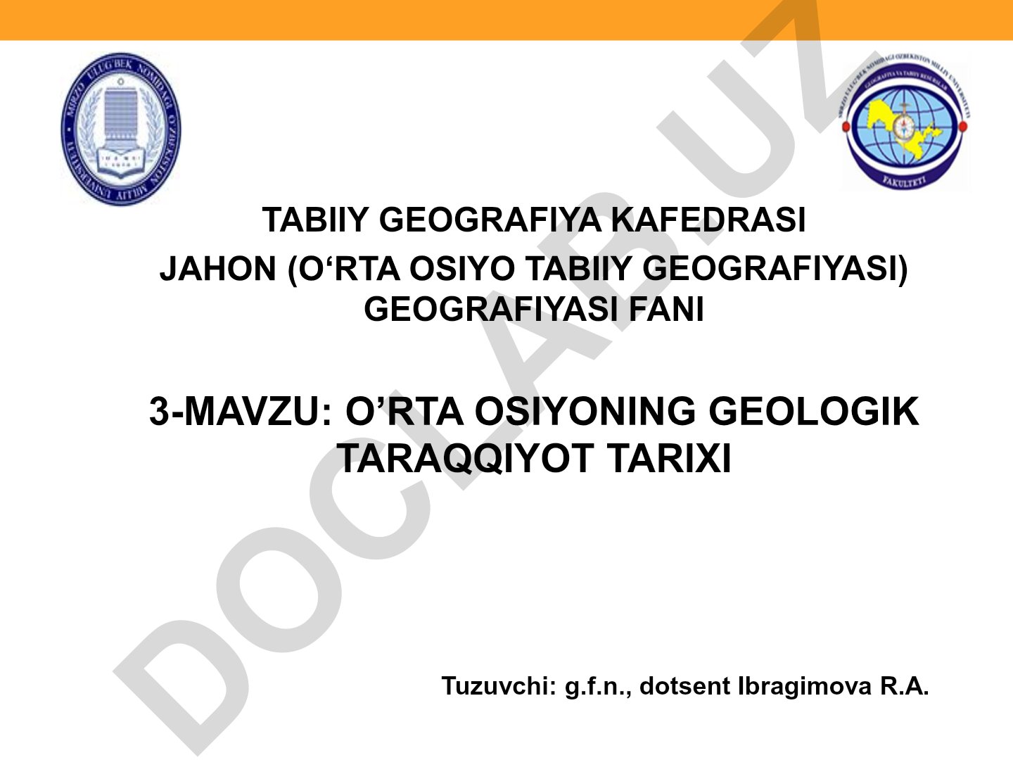 O‘rta Osiyoning geologik taraqqiyot tarixi