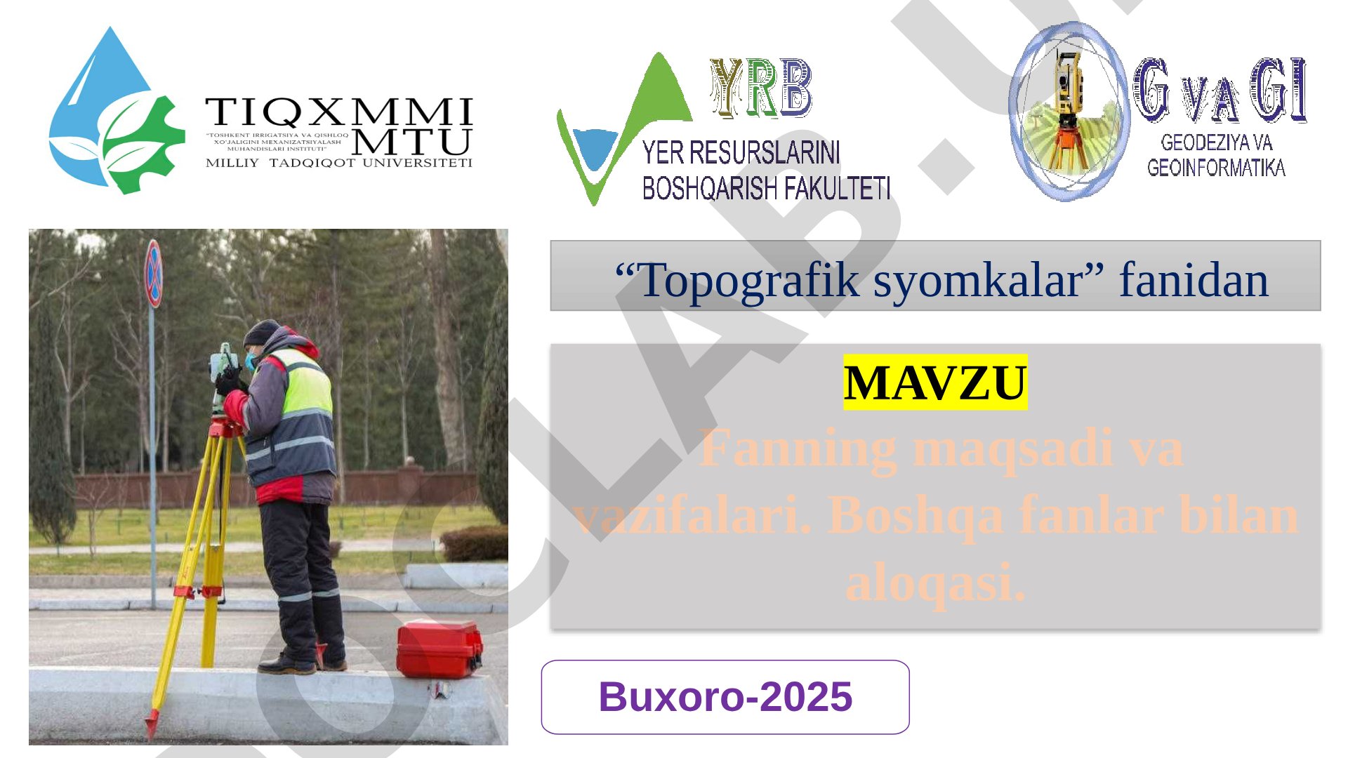Fanning maqsadi va vazifalari. Boshqa fanlar bilan aloqasi