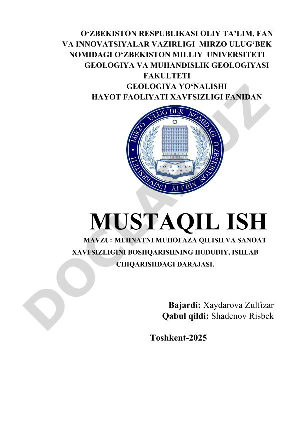 Mehnatni muhofaza qilish va sanoat xavfsizligini boshqarishning hududiy, ishlab chiqarishdagi darajasi