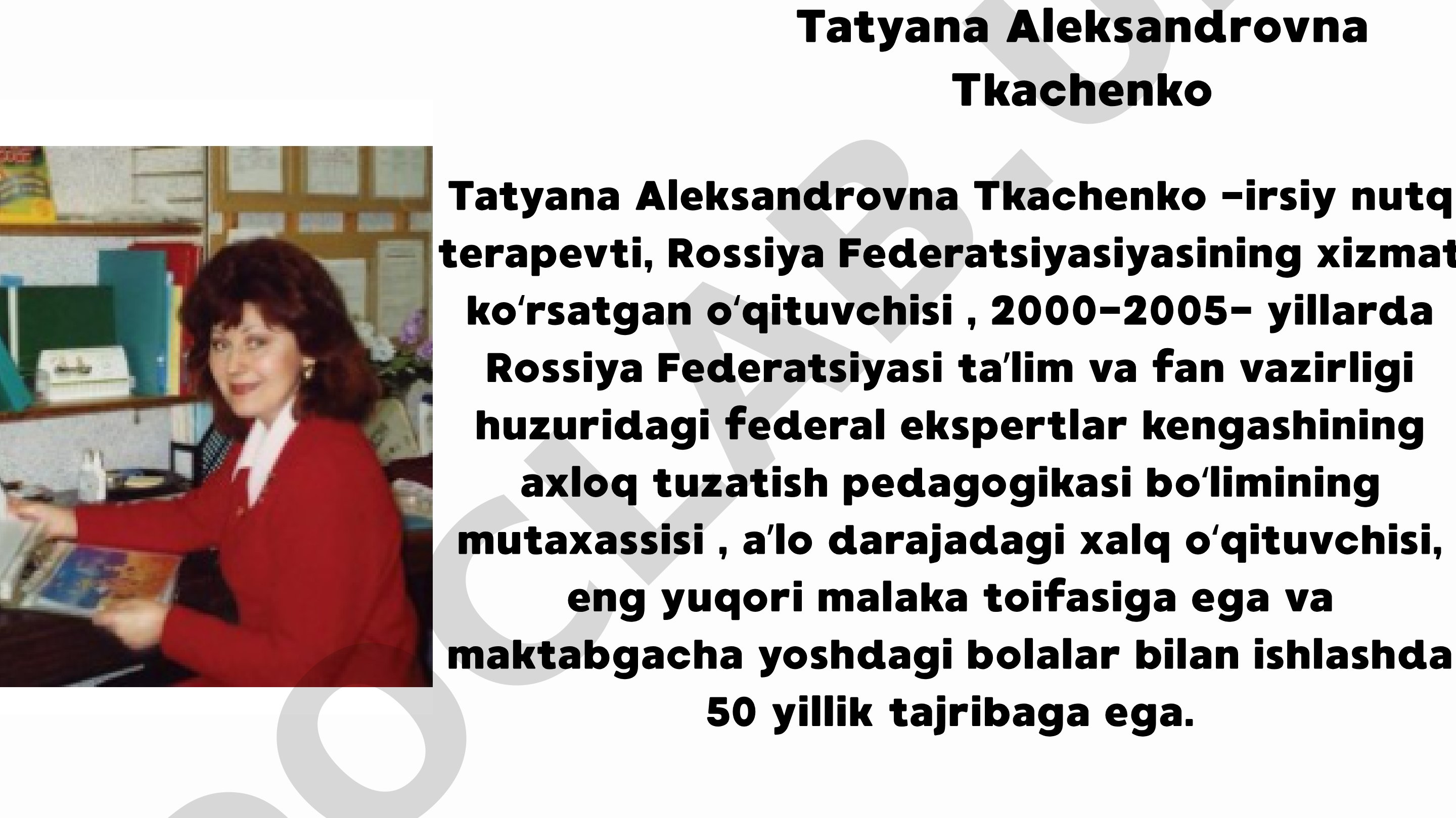 Tatyana Aleksandrovna Tkachenko - nutq terapevti va pedagog