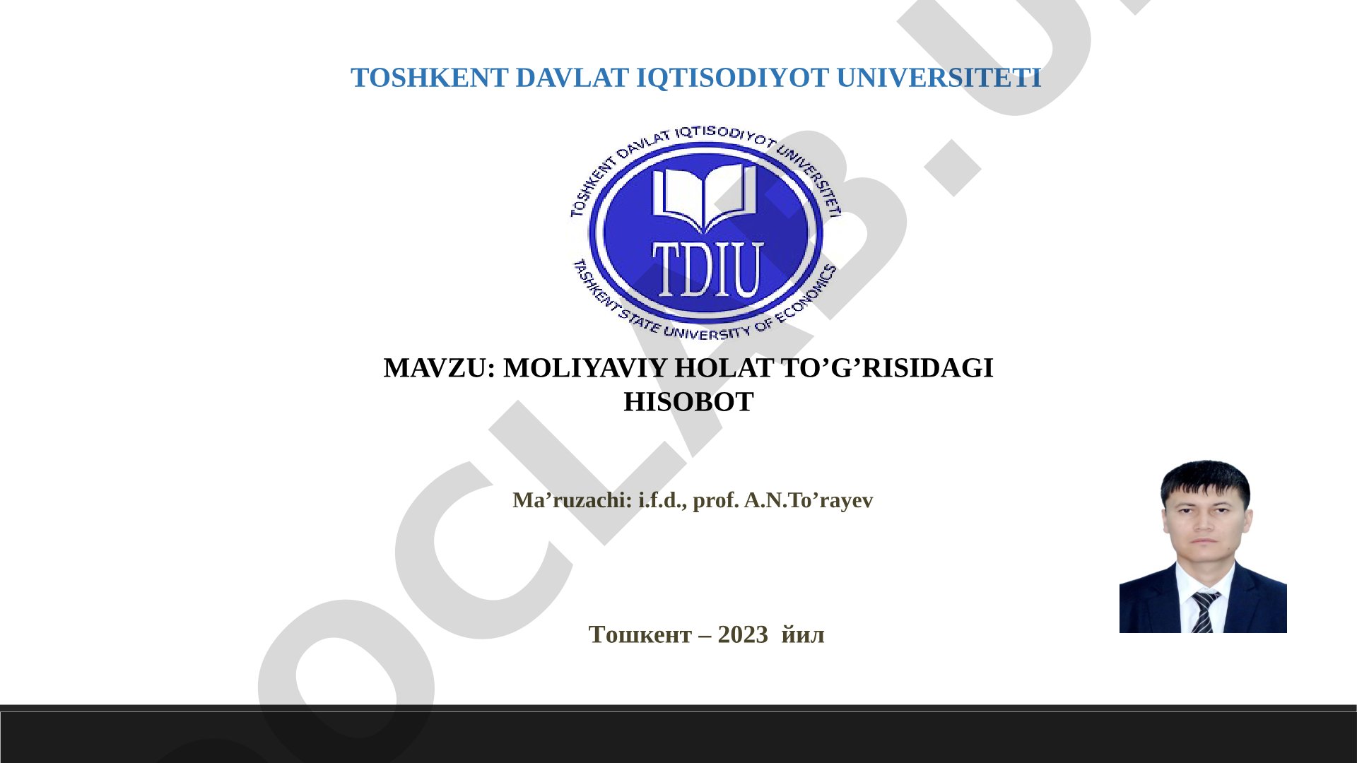 Moliyaviy holat to'g'risidagi hisobot
