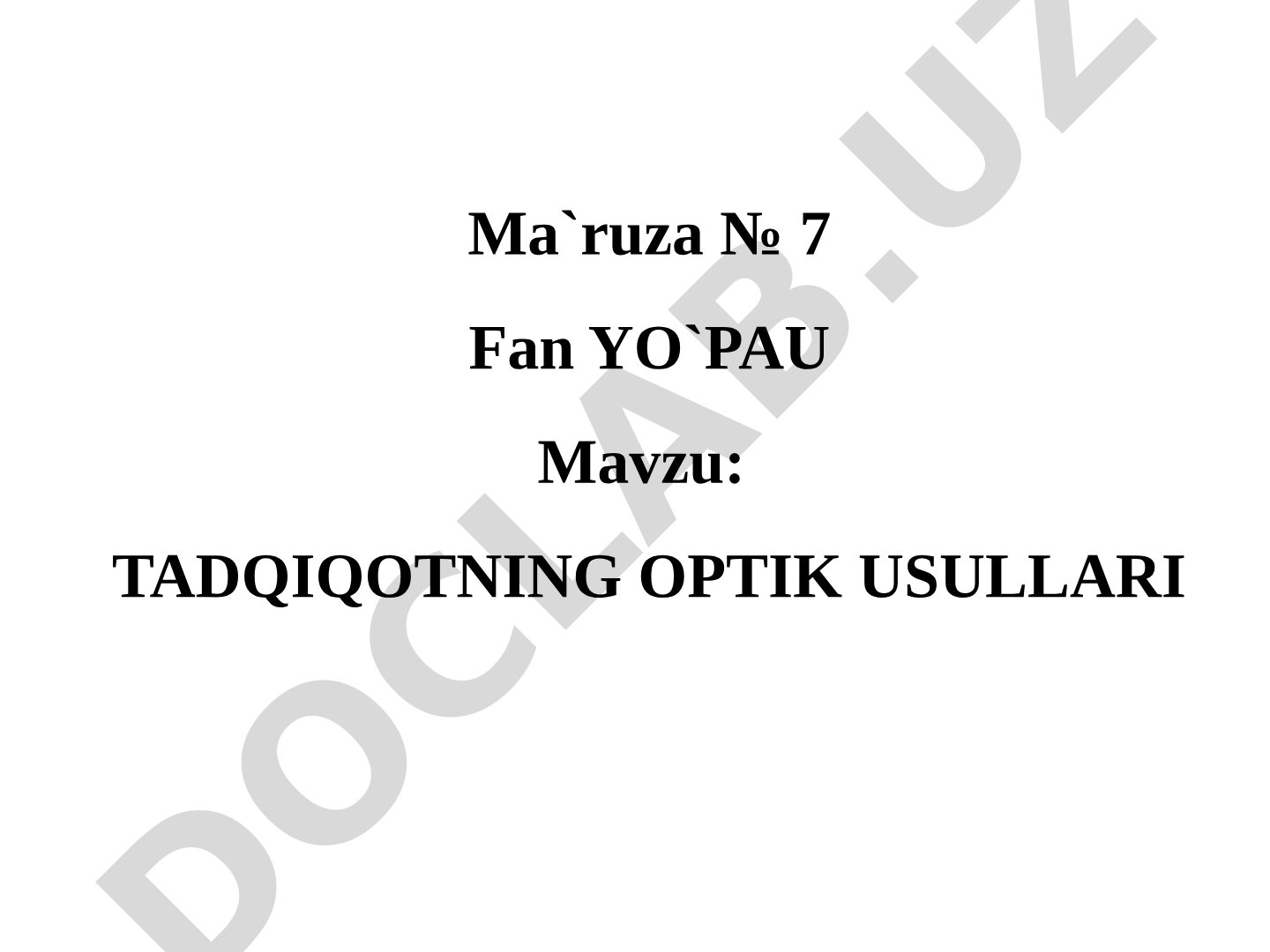 Tadqiqotning optik usullari