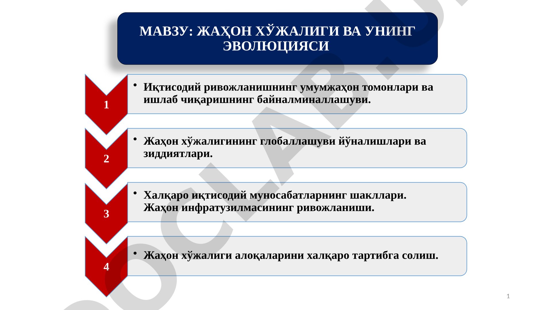 ЖАҲОН ХЎЖАЛИГИ ВА УНИНГ ЭВОЛЮЦИЯСИ