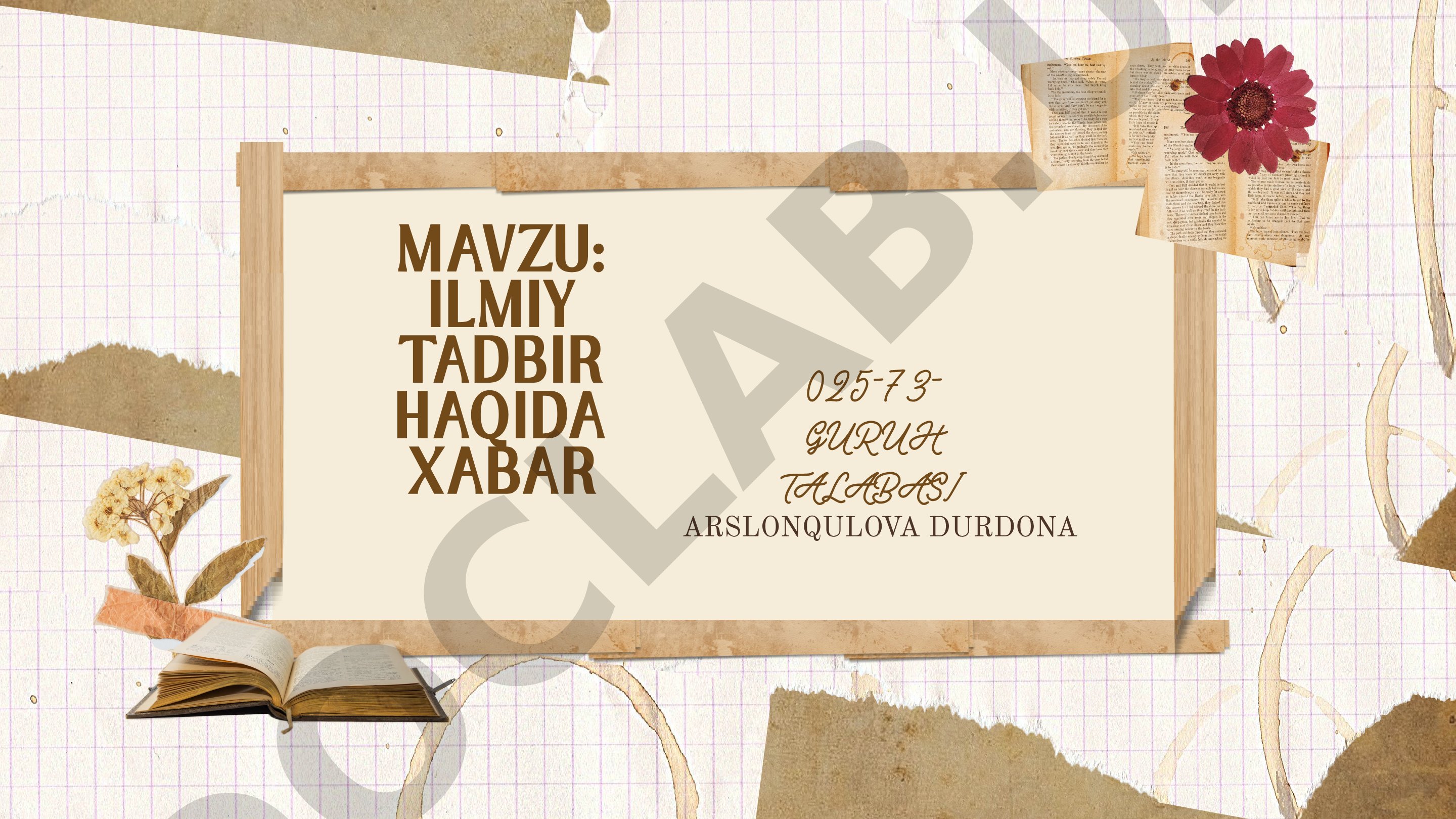 Ilmiy tadbir haqida xabar