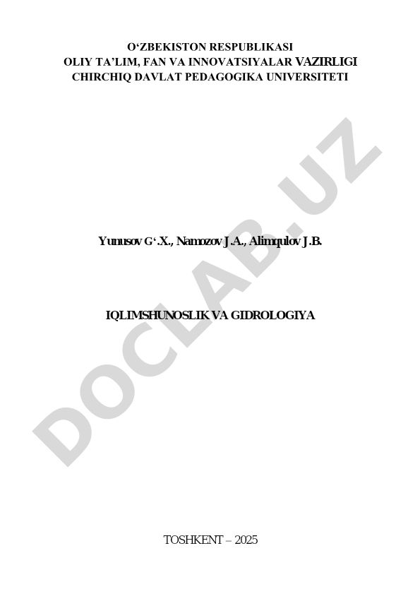 Iqlimshunoslik va gidrologiya