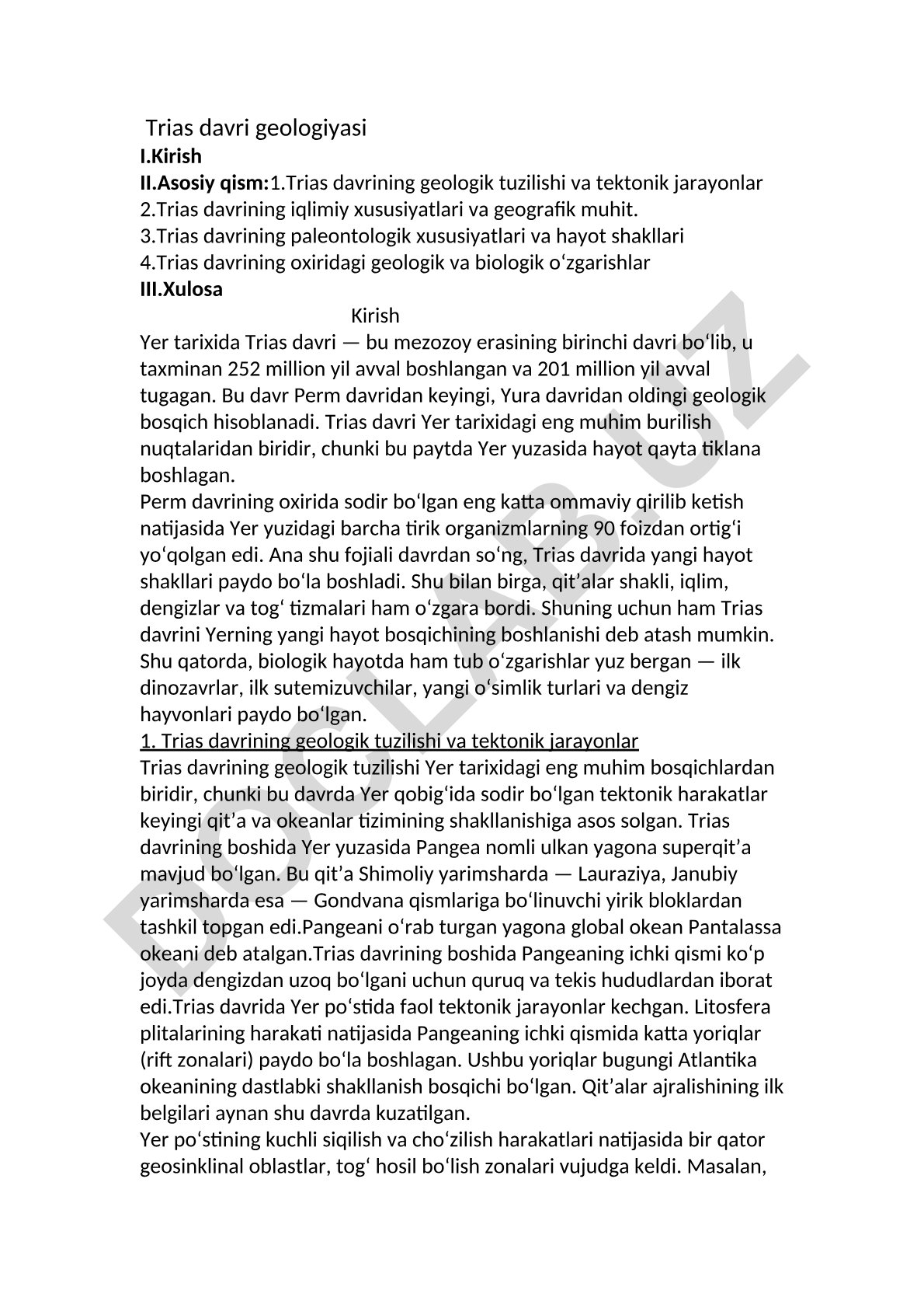 Trias davrining geologiyasi va paleontologiyasi