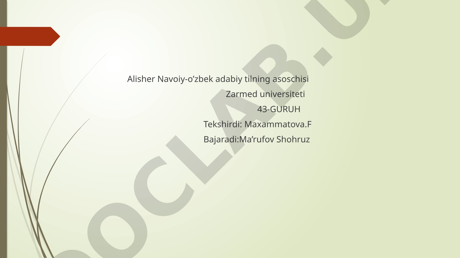 Alisher Navoiy-o’zbek adabiy tilning asoschisi