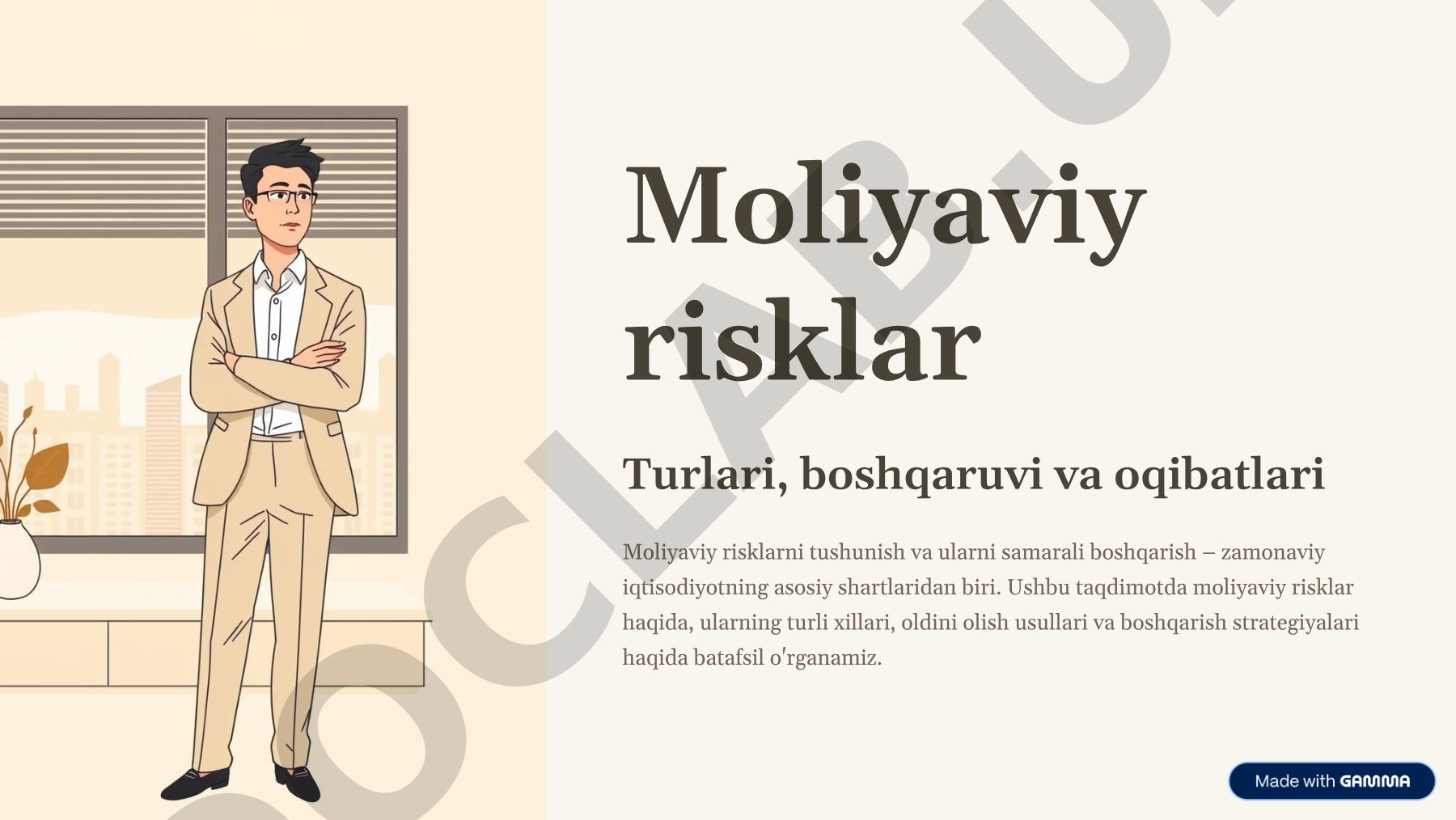 Moliyaviy risklar turlari, boshqaruvi va oqibatlari