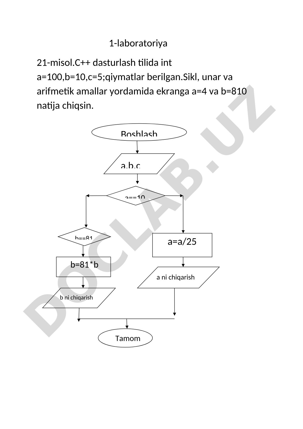 C++ da sikl, unar va arifmetik amallar yordamida a=4 va b=810 natijalarni chiqarish