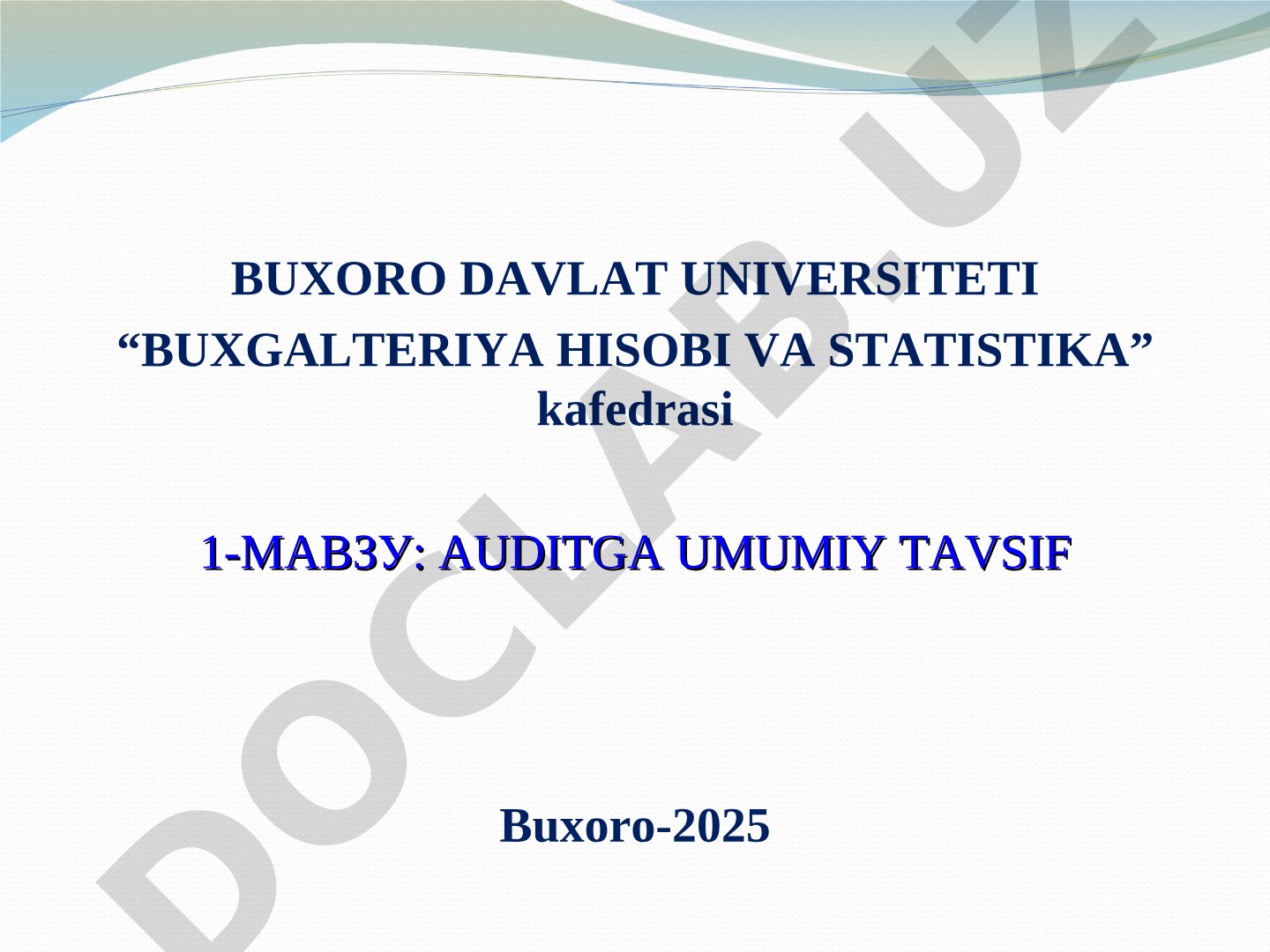 Auditga umumiy tavsif