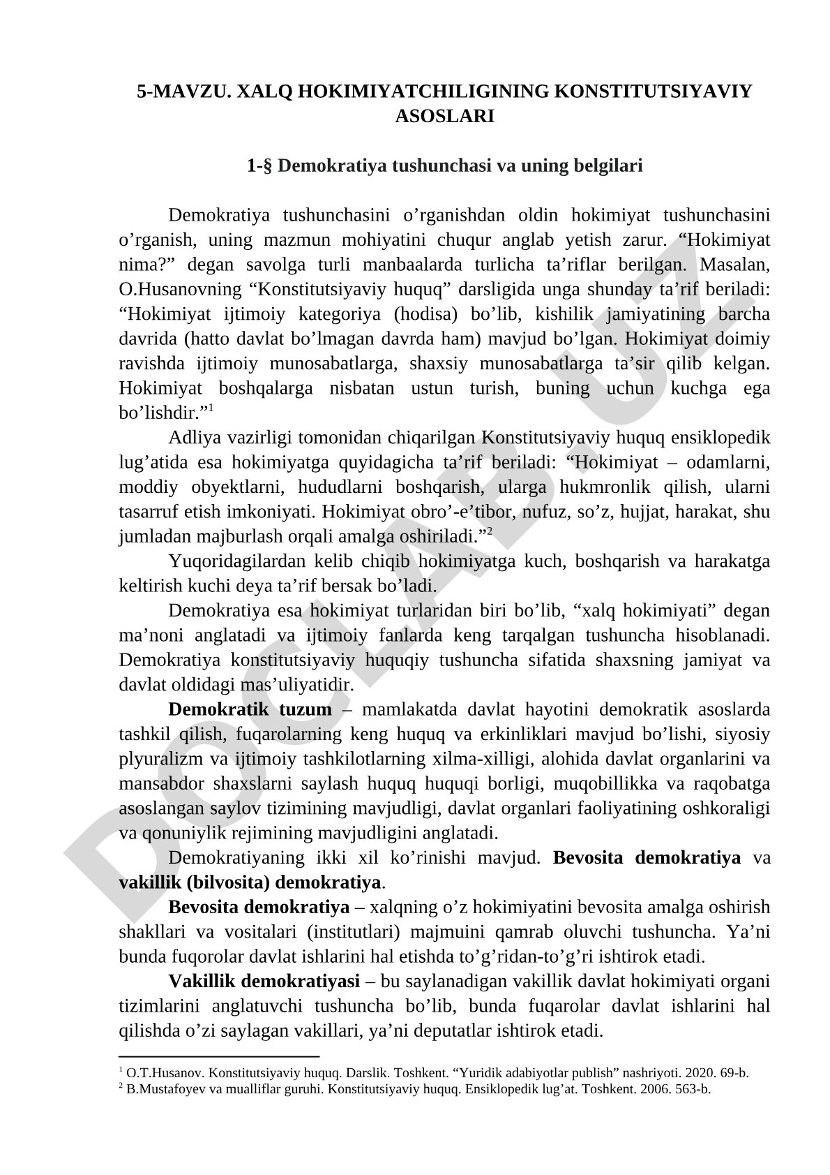 Xalq hokimiyatchiligining konstitutsiyaviy asoslari