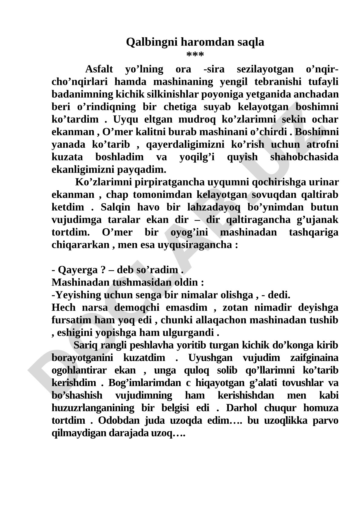 Qalbingni haromdan saqla
