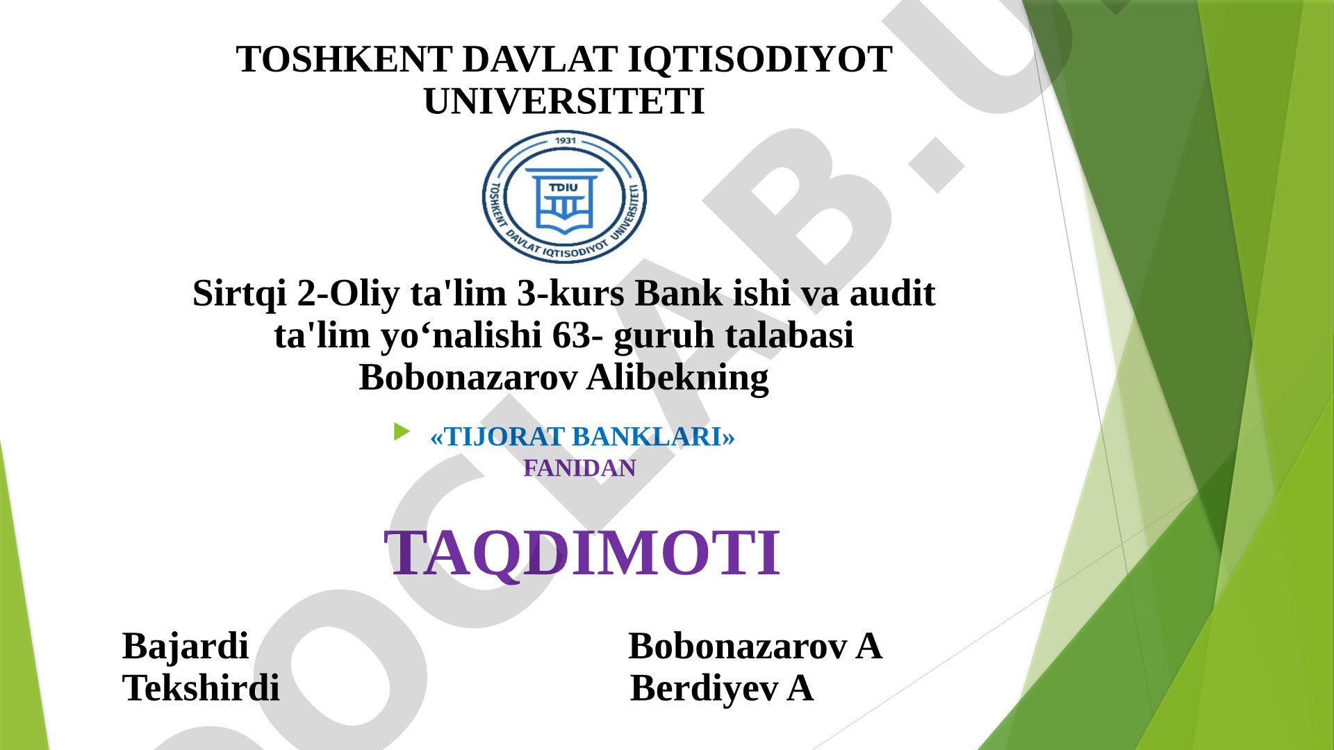 An’anaviy va zamonaviy banklar