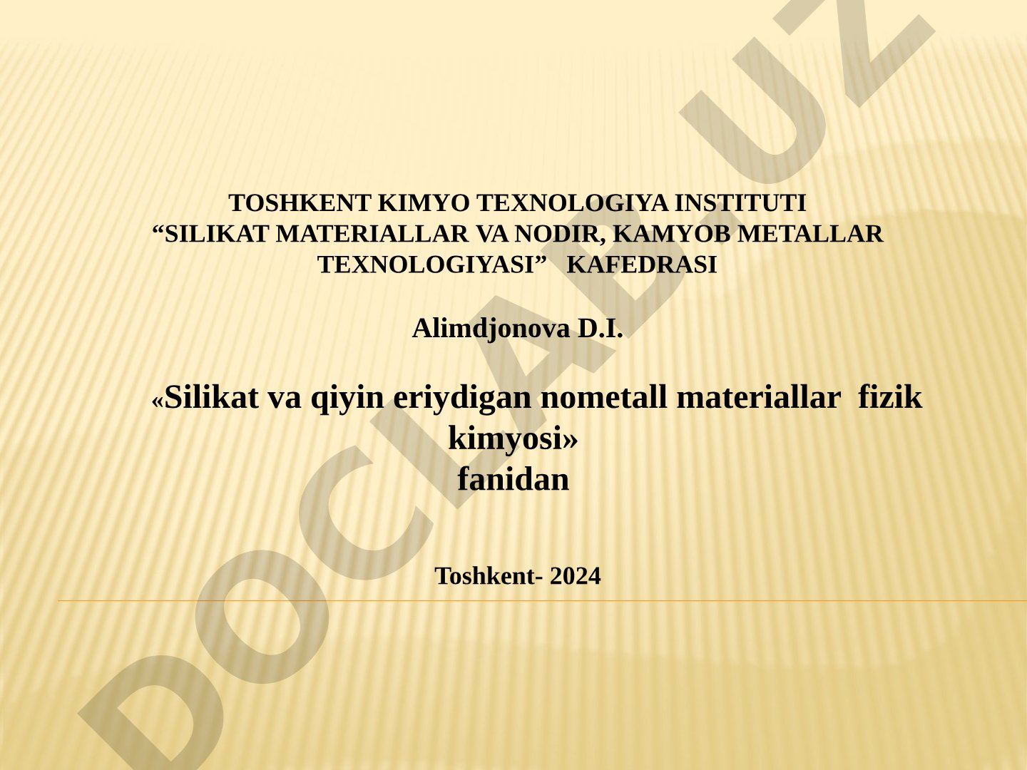 Silikat materiallar strukturasining asosiy tushunchalari va qonunlari