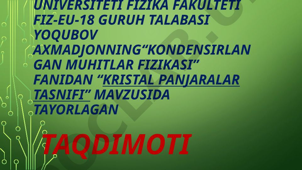 Kristall panjaralar tasnifi
